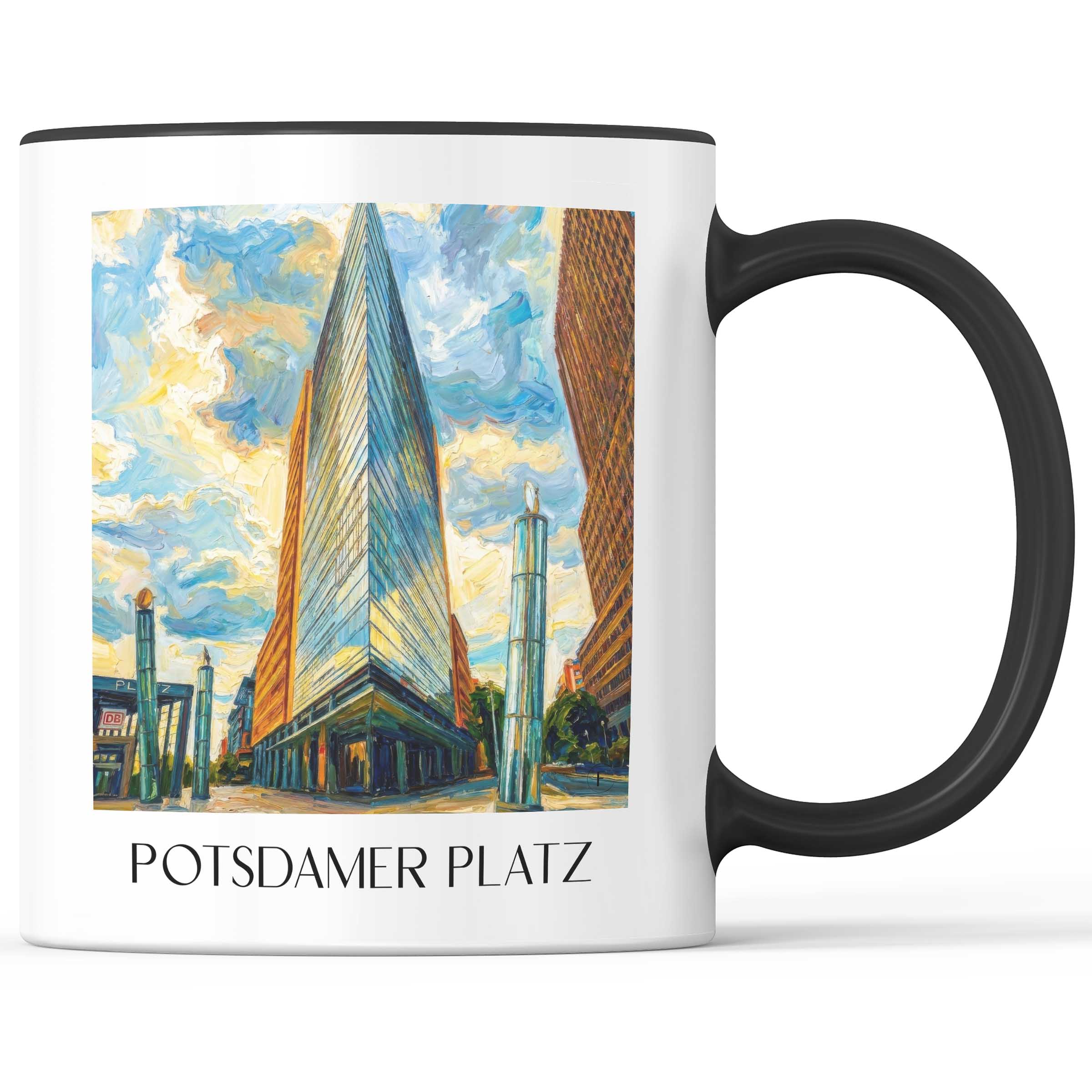 Potsdamer Platz Kaffeebecher - Berlin - Deutschland Becher - Kaffeetasse im Ölgemälde Stil