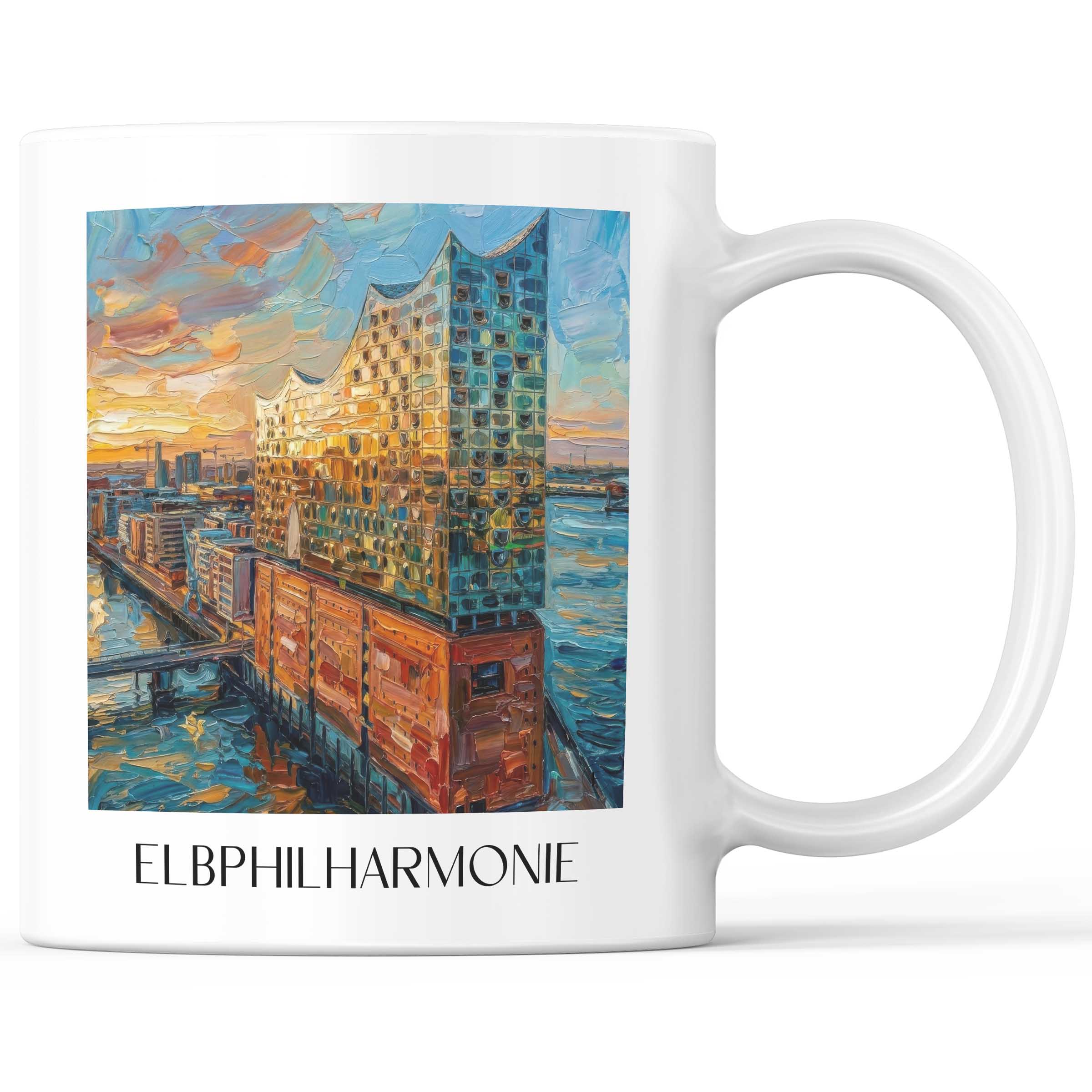 Elbphilharmonie Kaffeebecher - Hamburg - Deutschland Becher - Kaffeetasse im Ölgemälde Stil