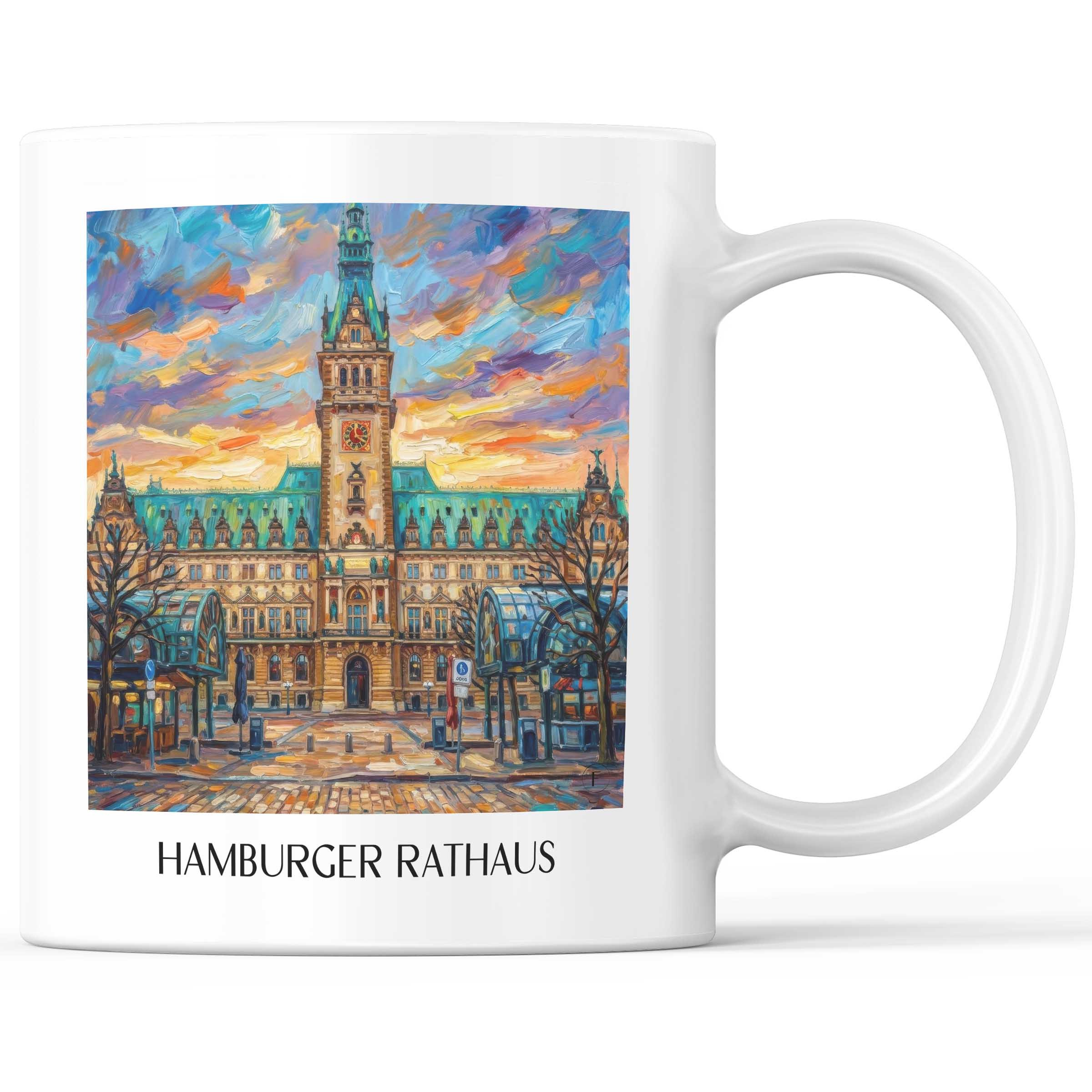 Rathaus Kaffeebecher - Hamburg - Deutschland Becher - Kaffeetasse im Ölgemälde Stil