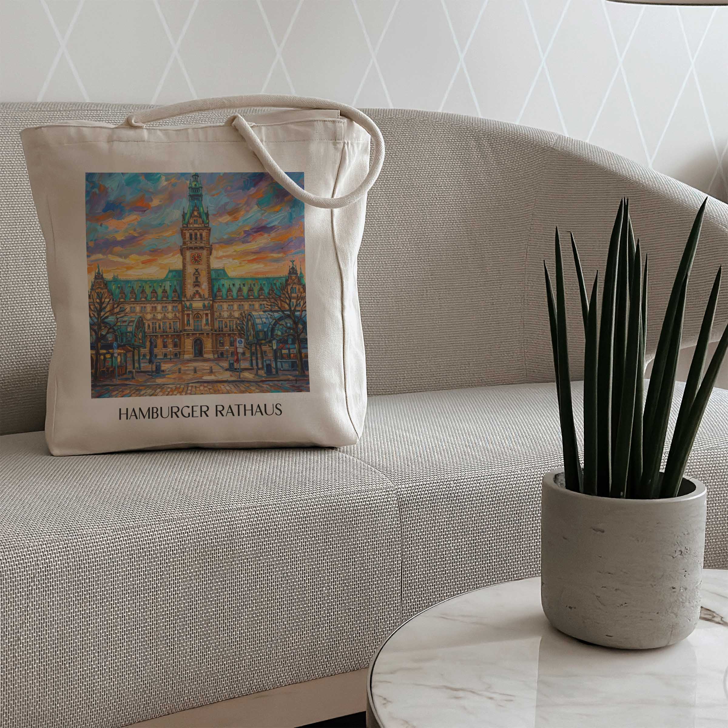 rathaus-hamburg-deutschland-einkaufstasche-oil-painting-oelgemaelde