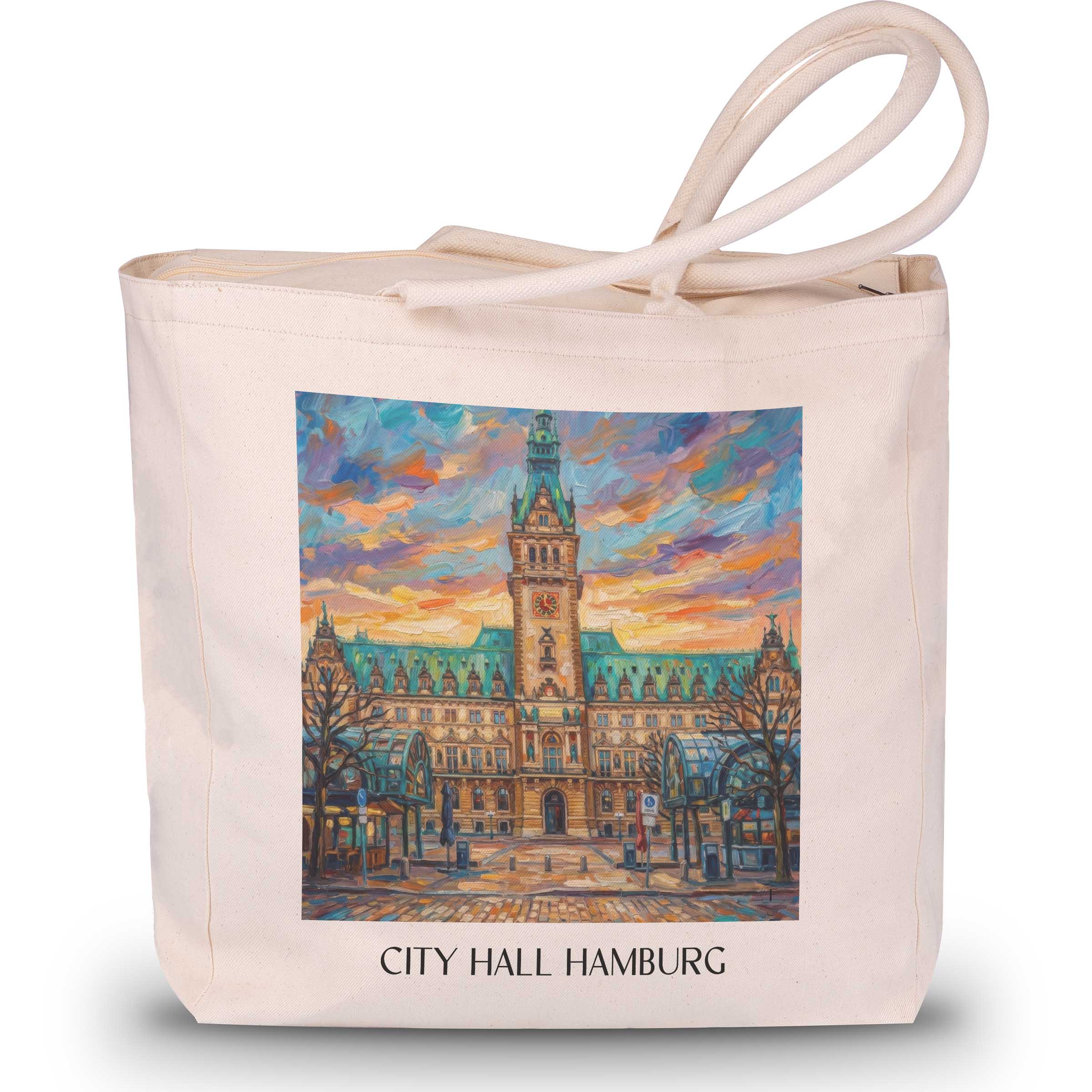 Rathaus Shopping Tasche - Hamburg - Deutschland Tote Bag - Einkaufstasche im Ölgemälde Stil
