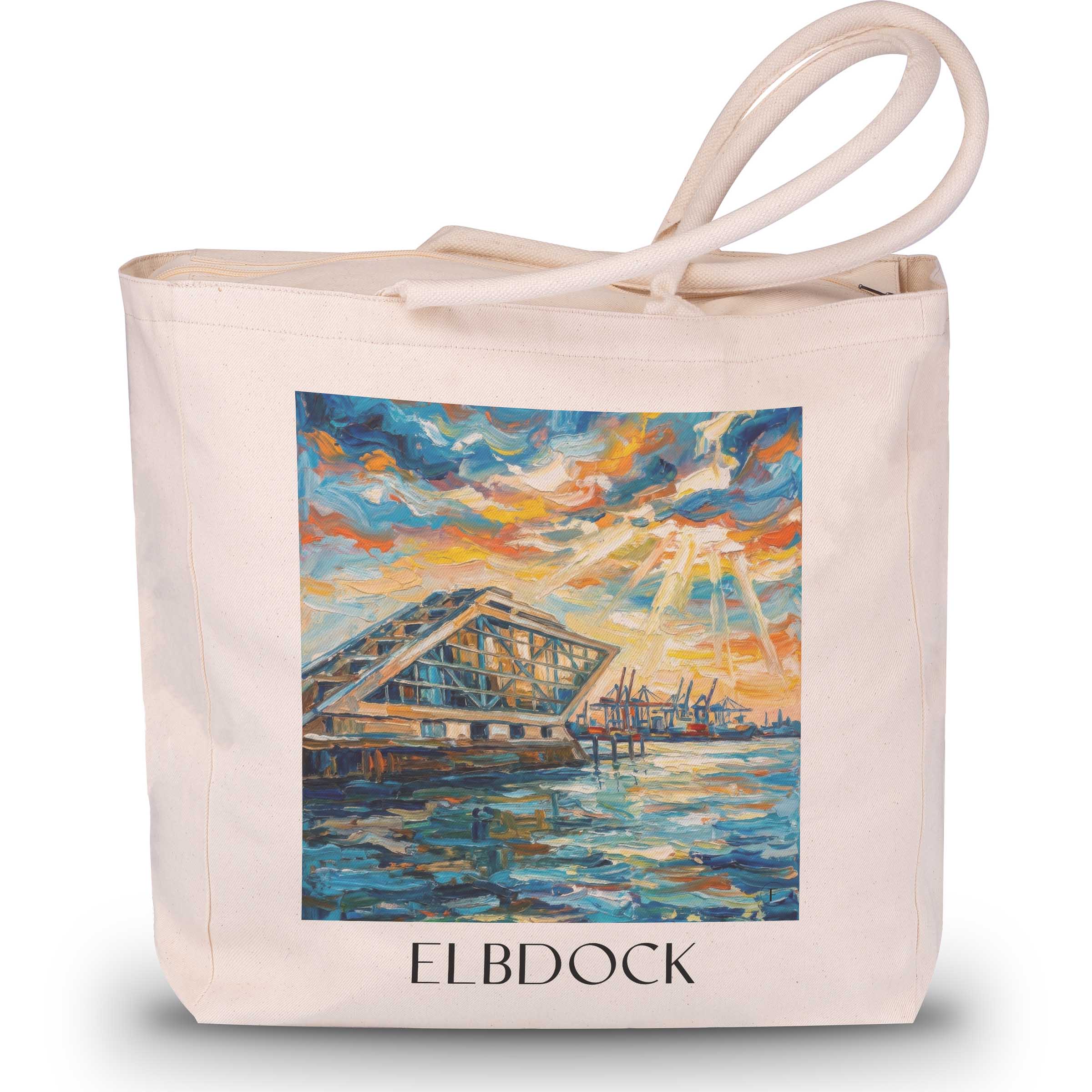 Elbdock Shopping Tasche - Hamburg - Deutschland Tote Bag - Einkaufstasche im Ölgemälde Stil
