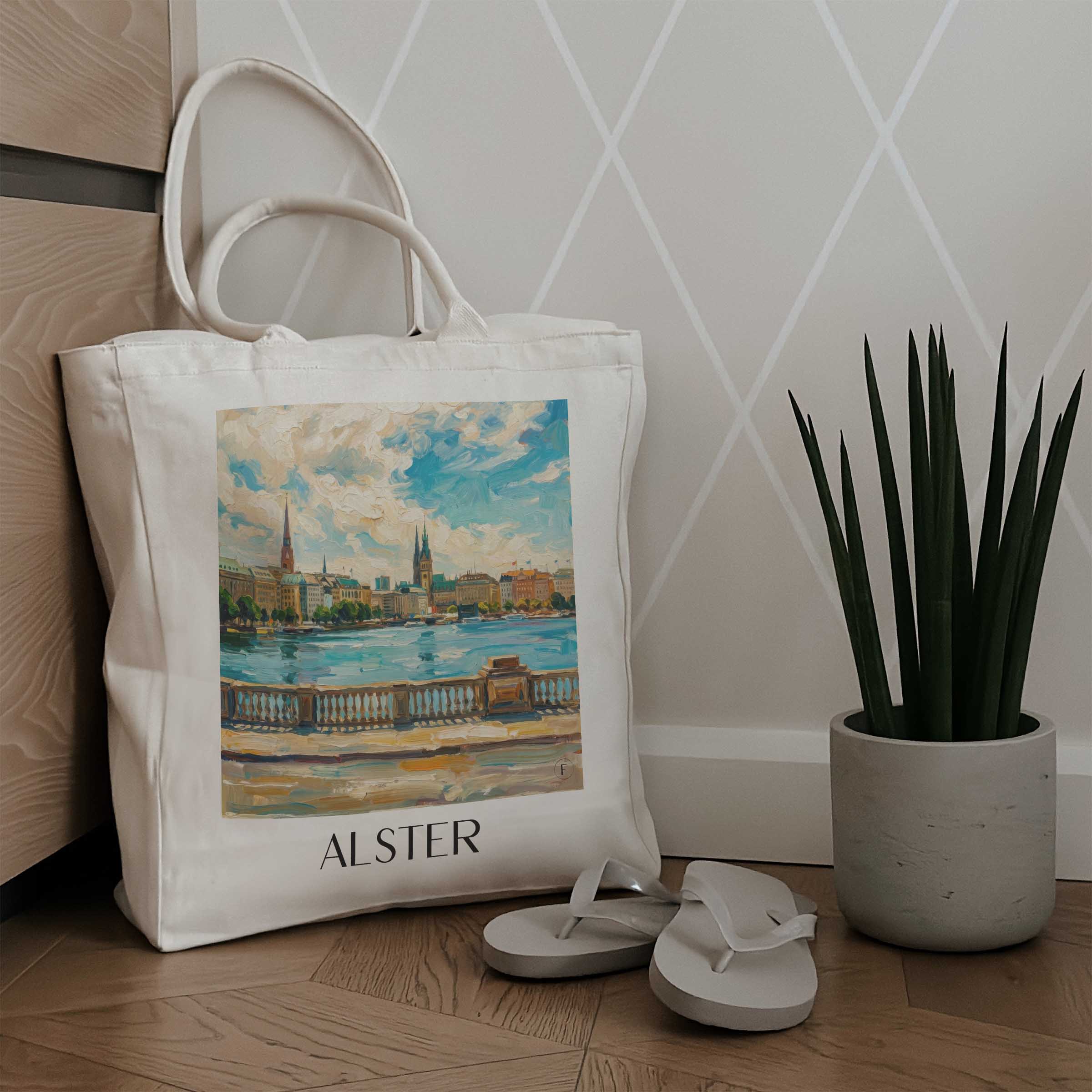 alster-hamburg-deutschland-einkaufstasche-oil-painting-oelgemaelde