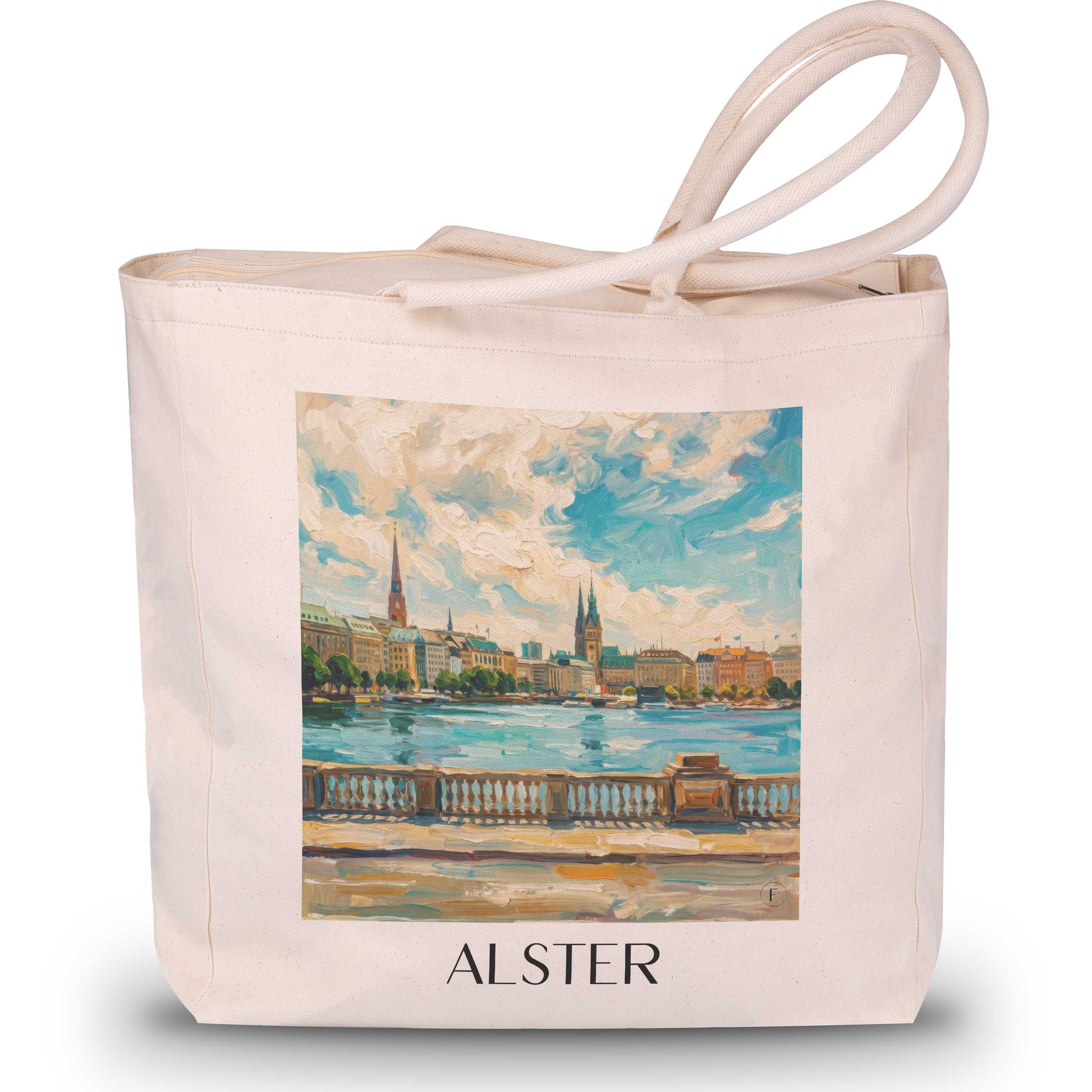 Alster Shopping Tasche - Hamburg - Deutschland Tote Bag - Einkaufstasche im Ölgemälde Stil