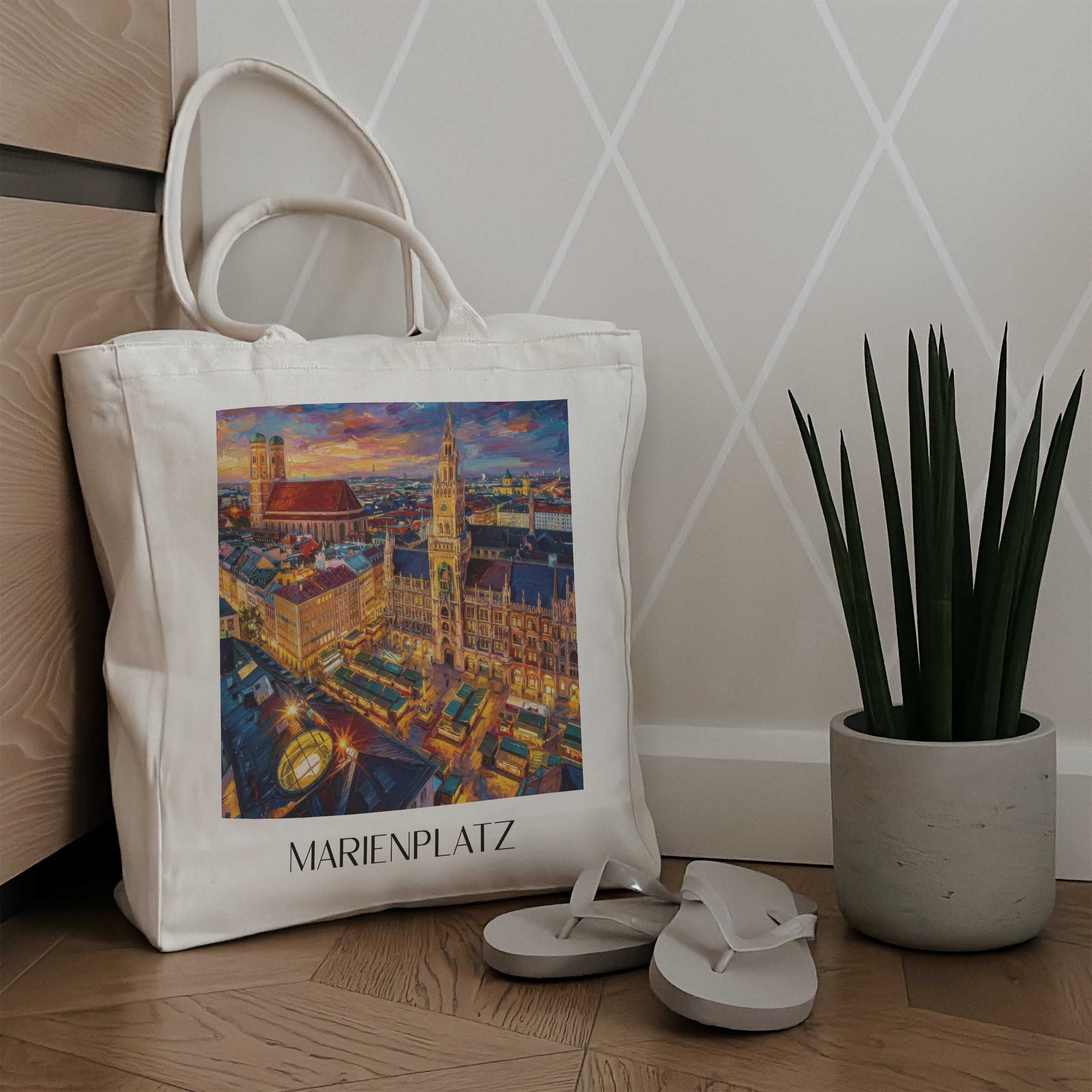 marienplatz-münchen-deutschland-einkaufstasche-oil-painting-oelgemaelde
