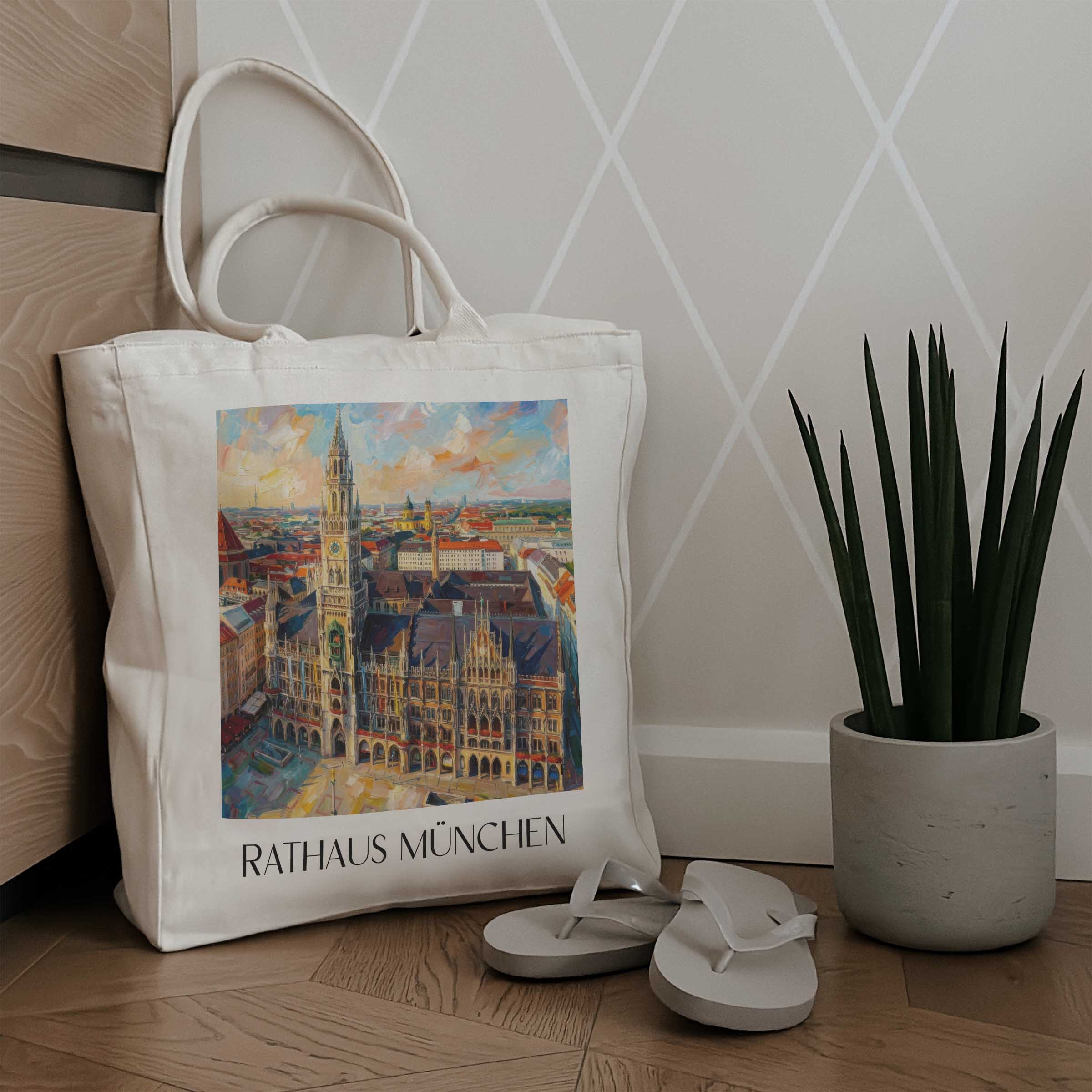 rathaus-münchen-deutschland-einkaufstasche-oil-painting-oelgemaelde