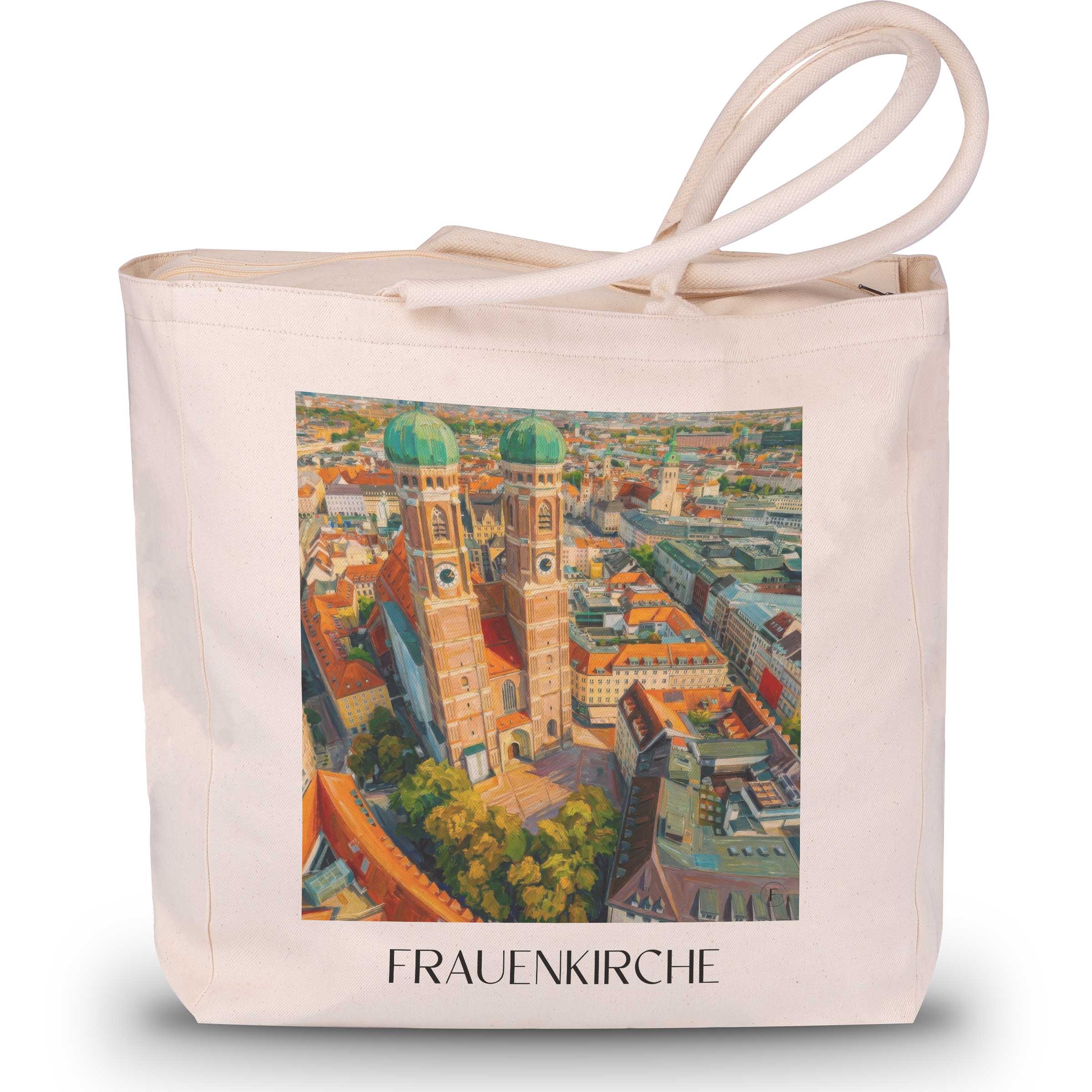 Frauenkirche Shopping Tasche - München - Deutschland Tote Bag - Einkaufstasche im Ölgemälde Stil