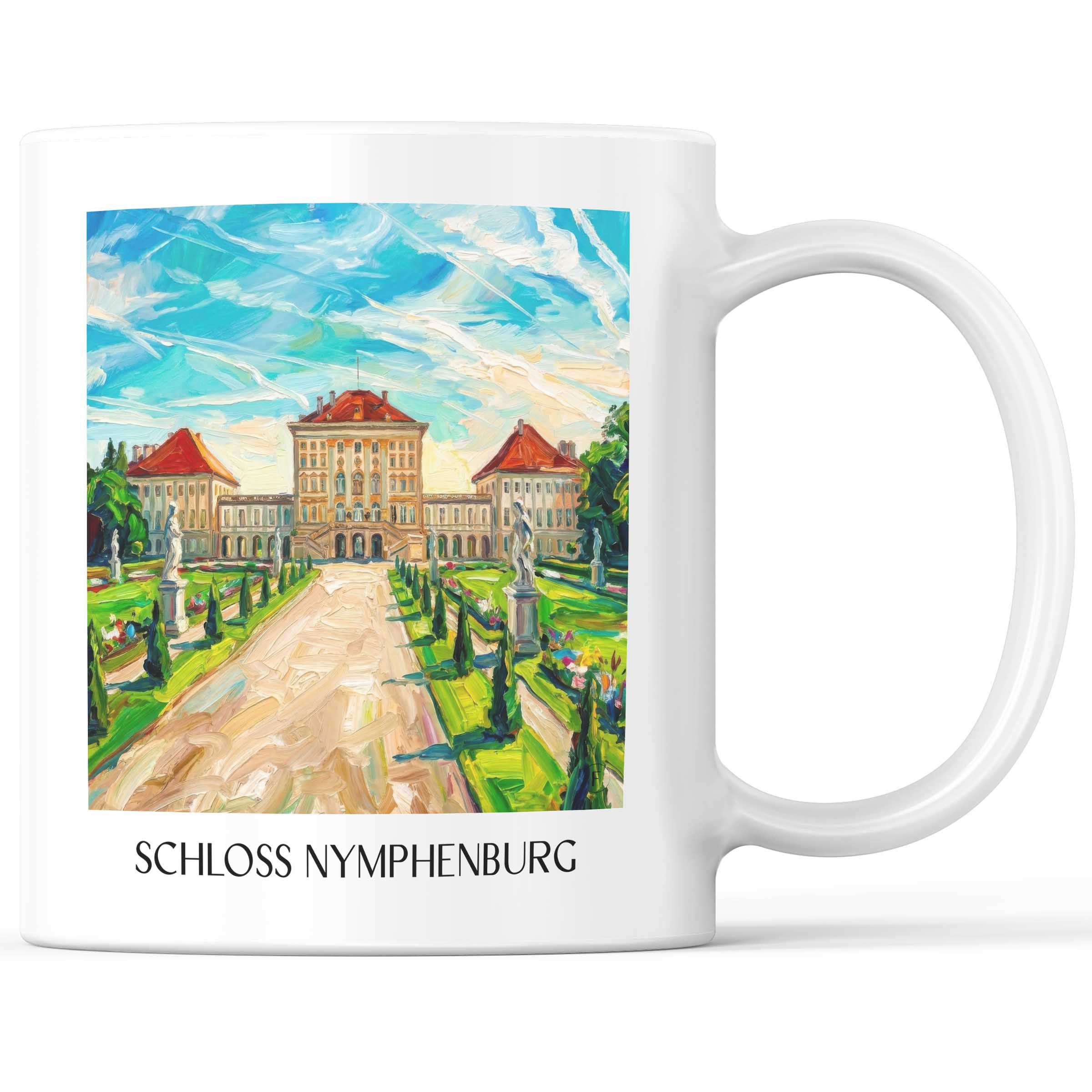 Schloss Nymphenburg Kaffeebecher - München - Deutschland Becher - Kaffeetasse im Ölgemälde Stil