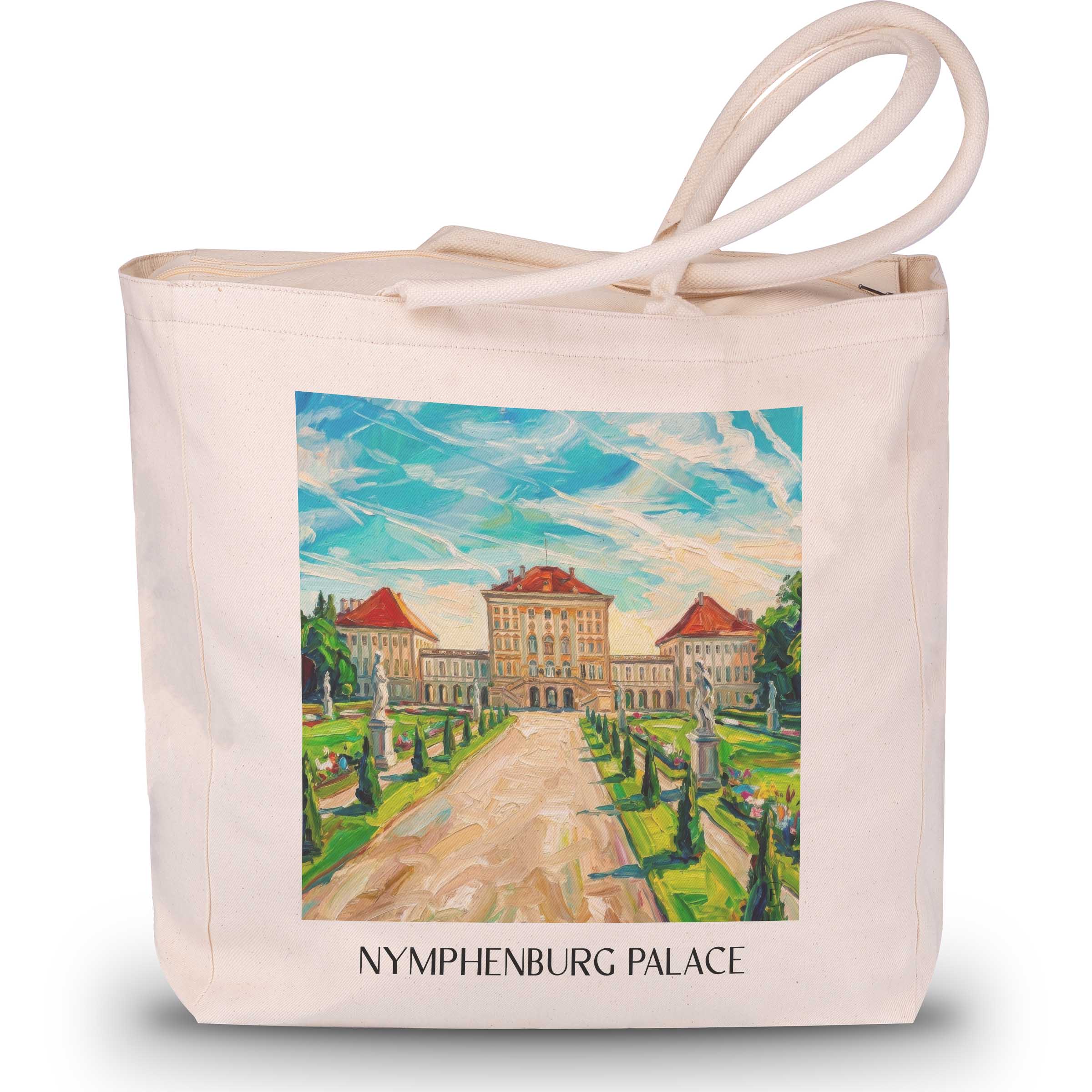 Schloss Nymphenburg Shopping Tasche - München - Deutschland Tote Bag - Einkaufstasche im Ölgemälde Stil