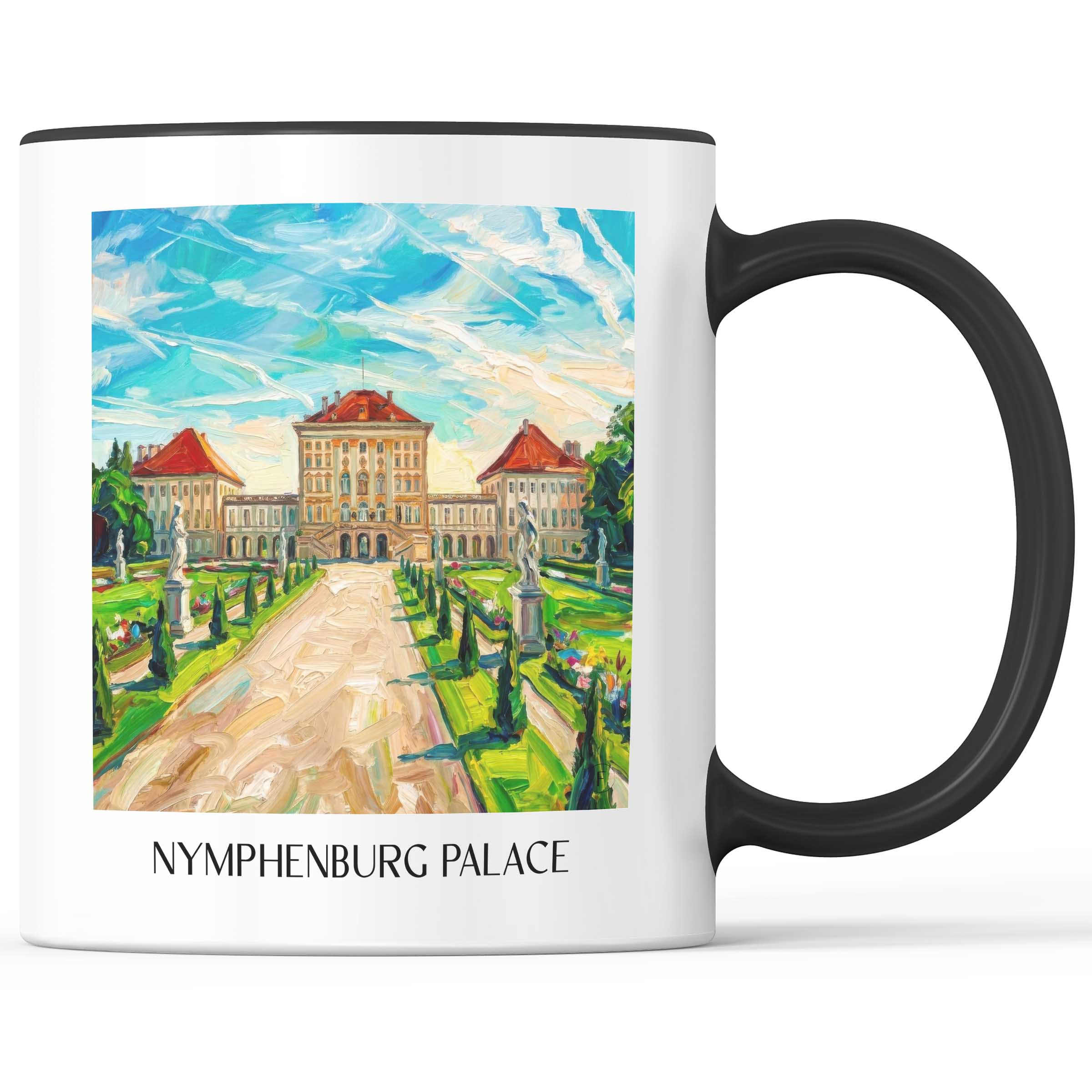 Schloss Nymphenburg Kaffeebecher - München - Deutschland Becher - Kaffeetasse im Ölgemälde Stil