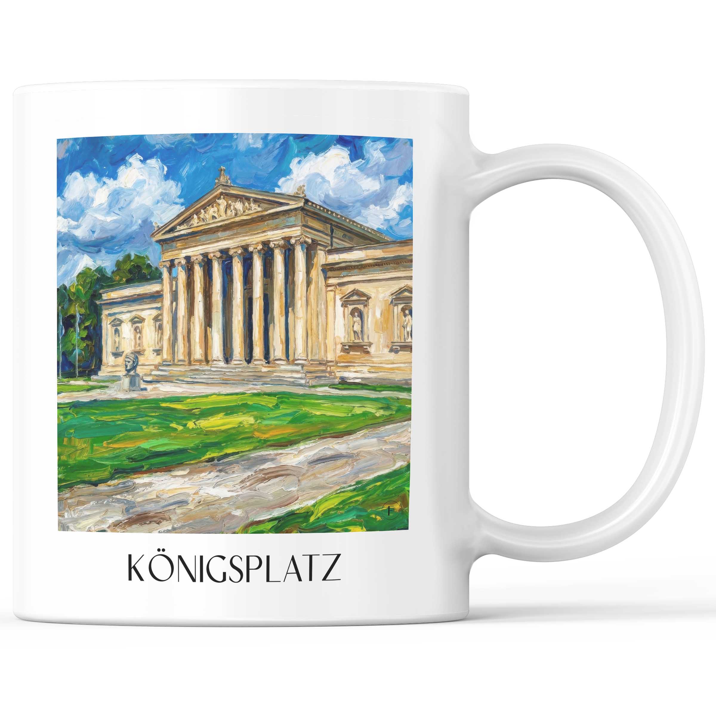 Königsplatz Kaffeebecher - München - Deutschland Becher - Kaffeetasse im Ölgemälde Stil