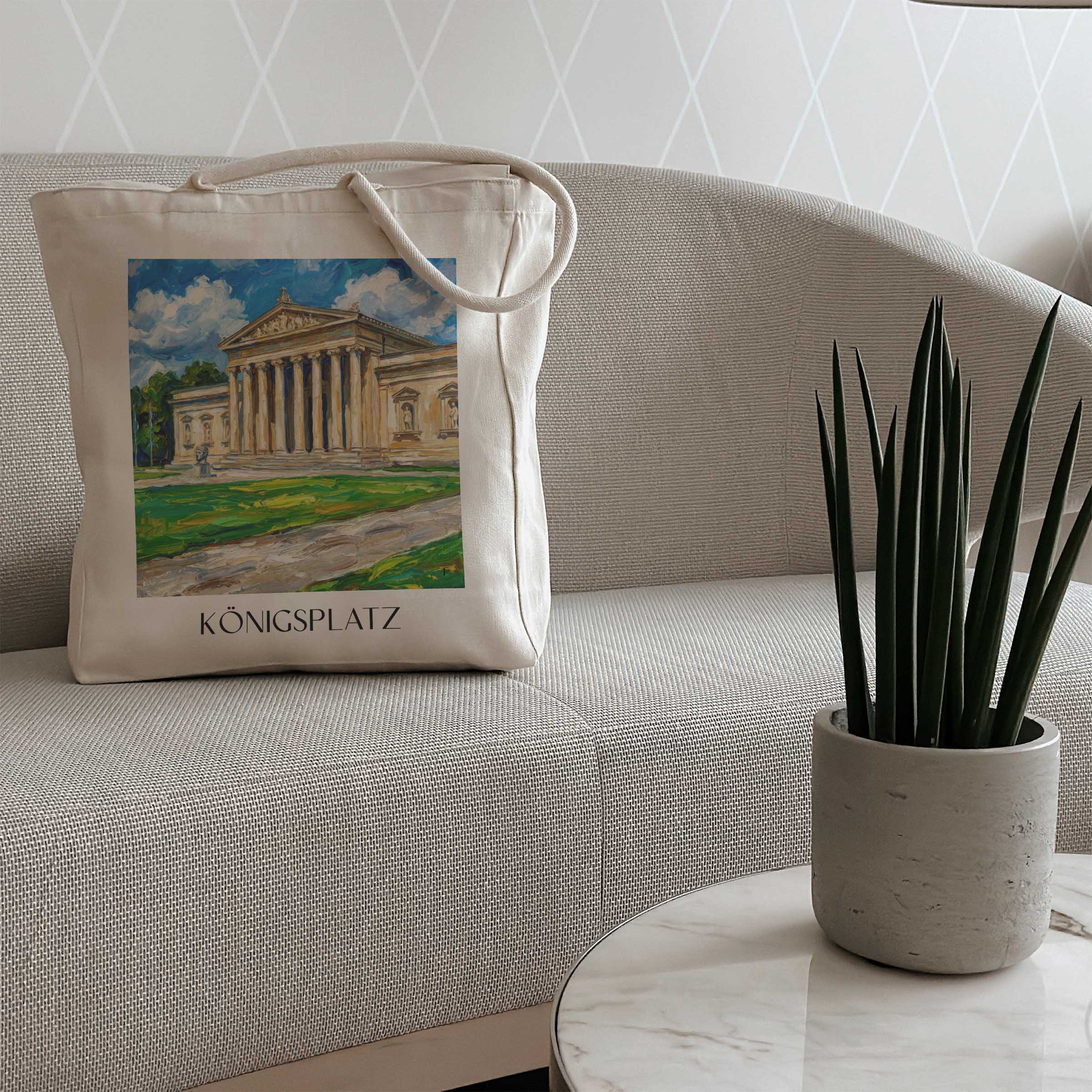 königsplatz-münchen-deutschland-einkaufstasche-oil-painting-oelgemaelde
