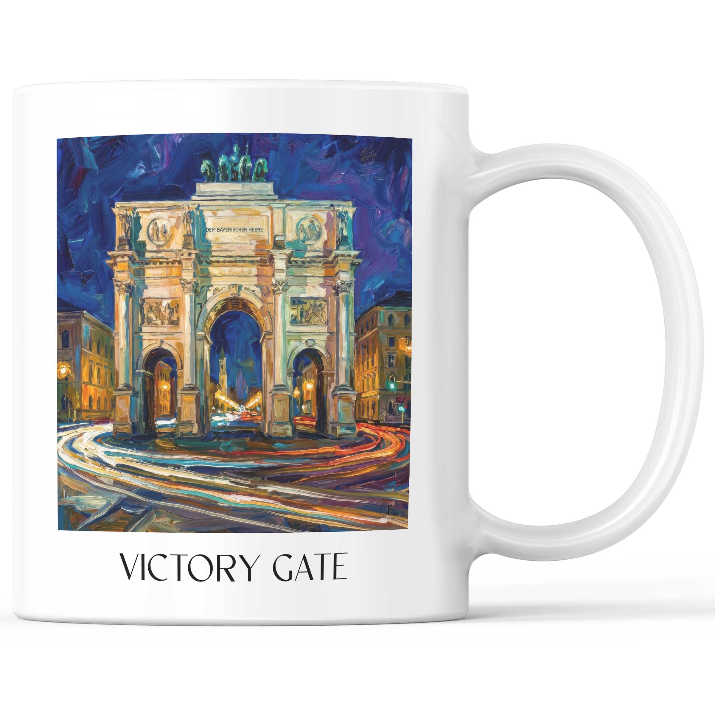 Siegestor Kaffeebecher - München - Deutschland Becher - Kaffeetasse im Ölgemälde Stil