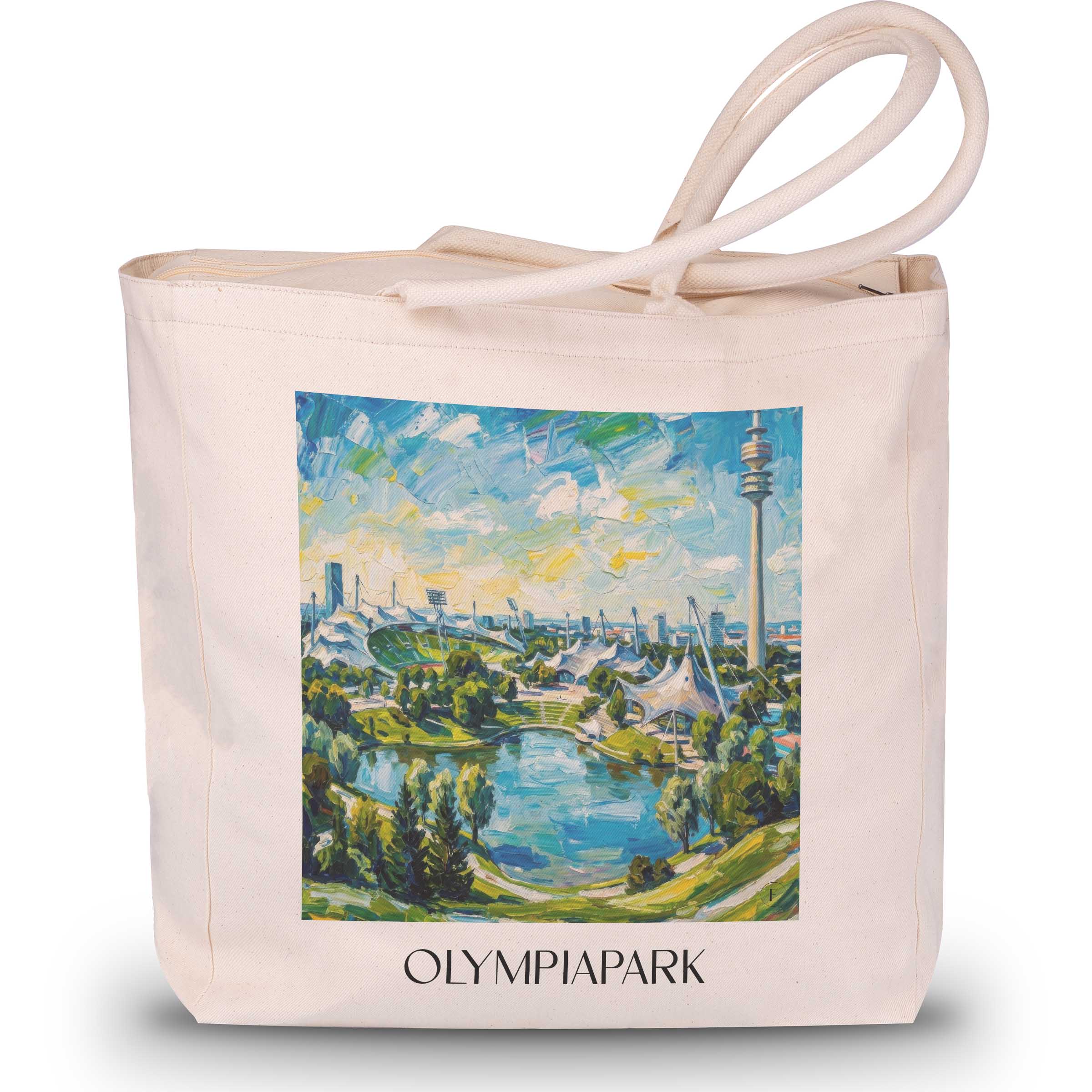 olympiapark-münchen-deutschland-einkaufstasche-oil-painting-oelgemaelde