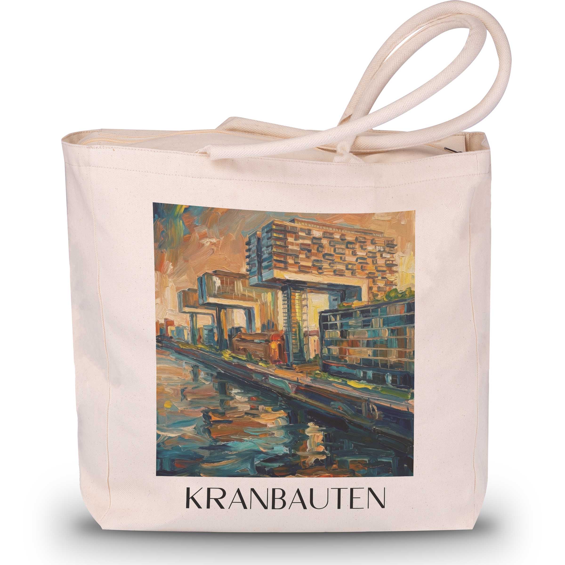 kranbauten-köln-deutschland-einkaufstasche-oil-painting-oelgemaelde