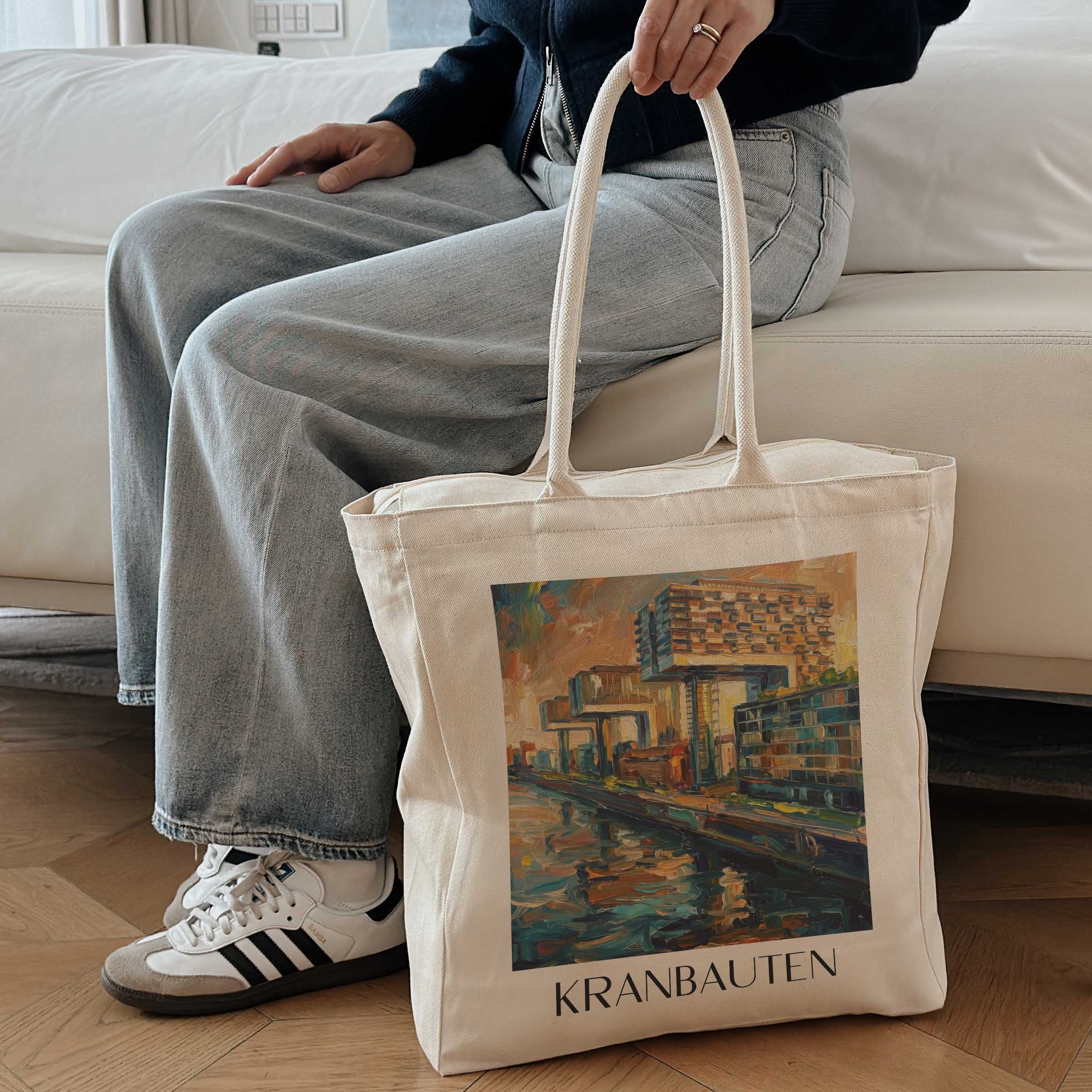 kranbauten-köln-deutschland-einkaufstasche-oil-painting-oelgemaelde