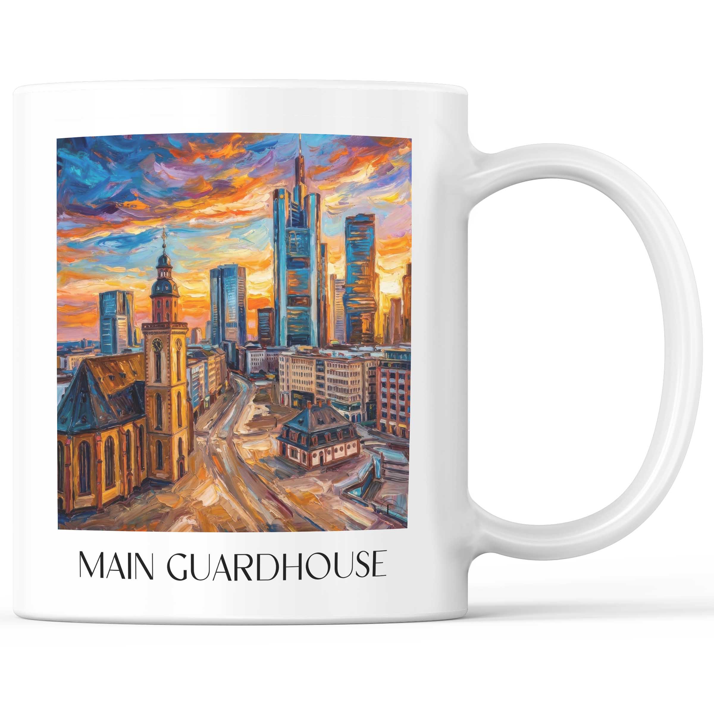 Hauptwache Kaffeebecher - Frankfurt - Deutschland Becher - Kaffeetasse im Ölgemälde Stil