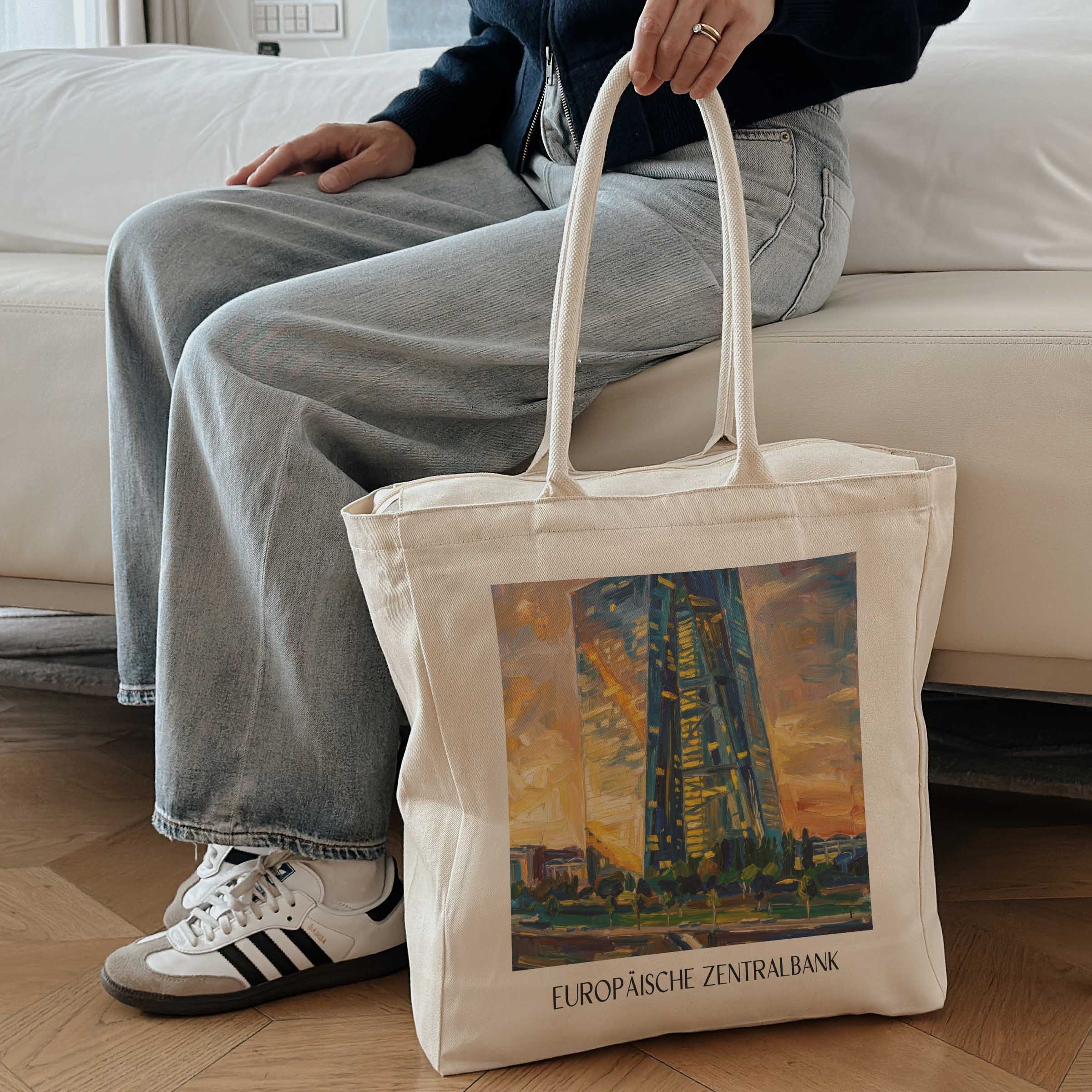 europäische-zentralbank-frankfurt-deutschland-einkaufstasche-oil-painting-oelgemaelde