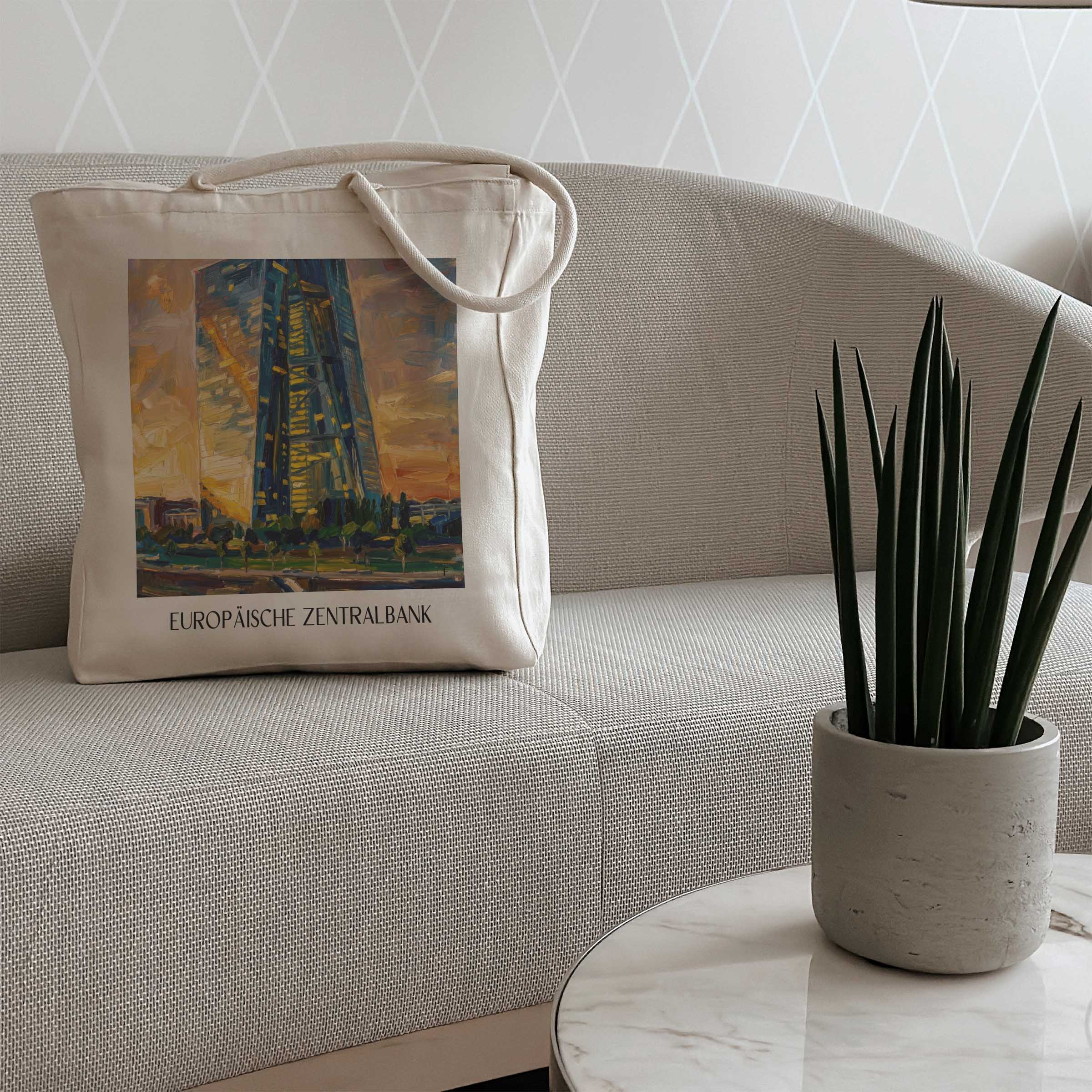 europäische-zentralbank-frankfurt-deutschland-einkaufstasche-oil-painting-oelgemaelde