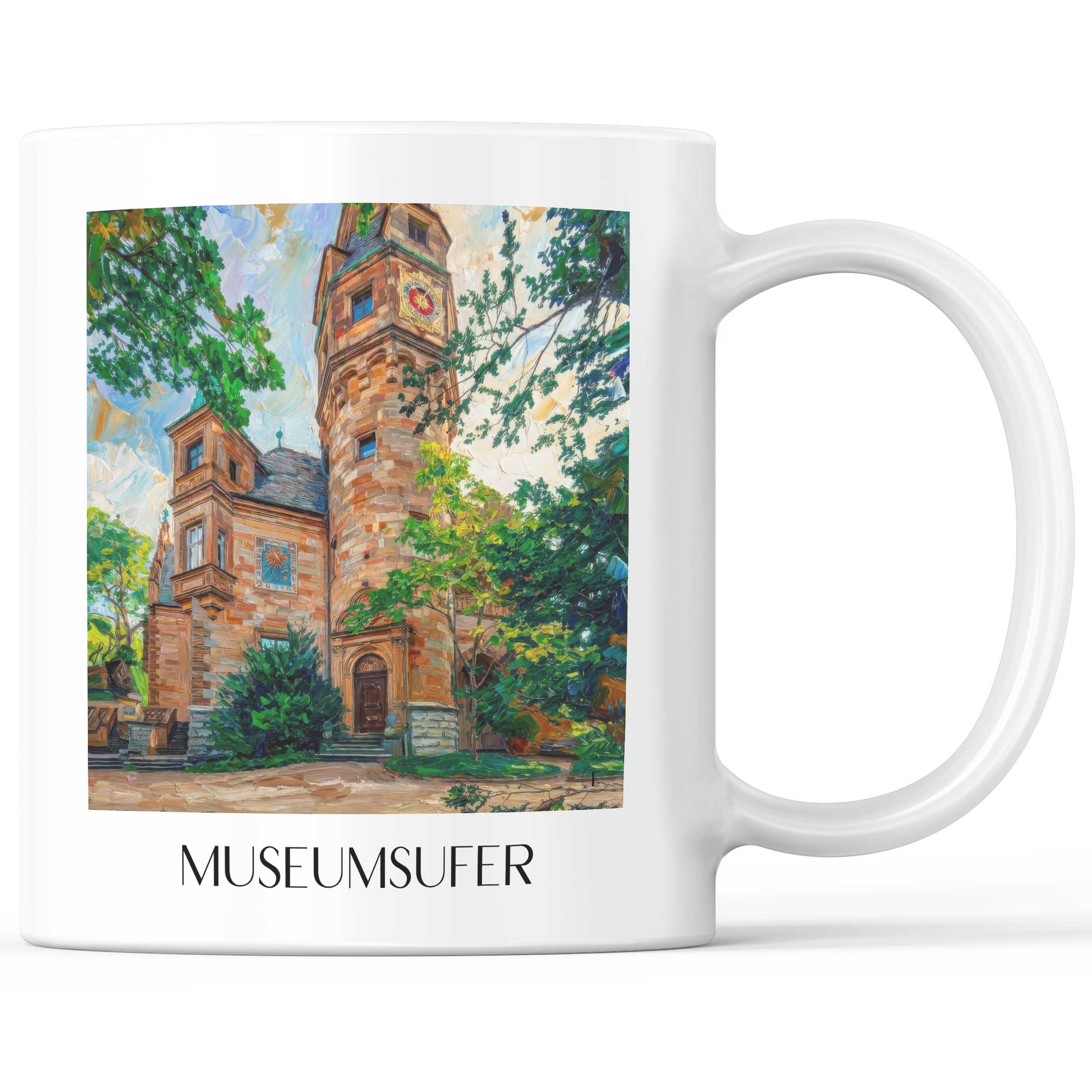 Museumsufer Kaffeebecher - Frankfurt - Deutschland Becher - Kaffeetasse im Ölgemälde Stil