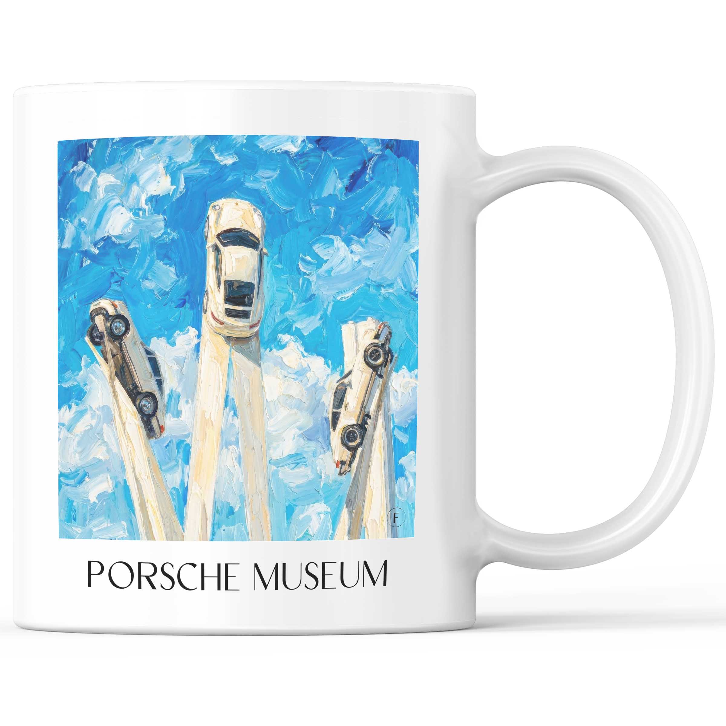 Porsche Museum Kaffeebecher - Stuttgart - Deutschland Becher - Kaffeetasse im Ölgemälde Stil