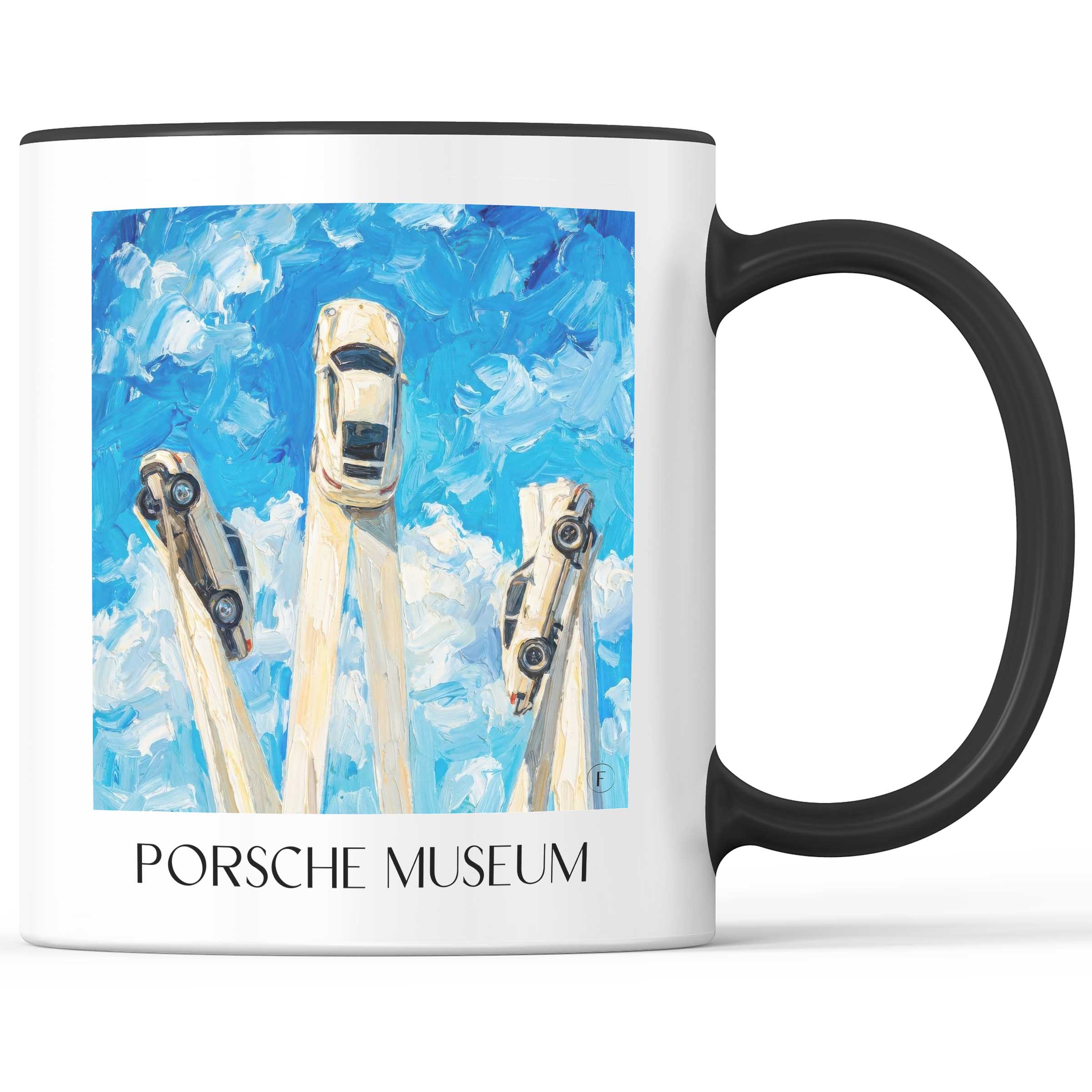 Porsche Museum Kaffeebecher - Stuttgart - Deutschland Becher - Kaffeetasse im Ölgemälde Stil
