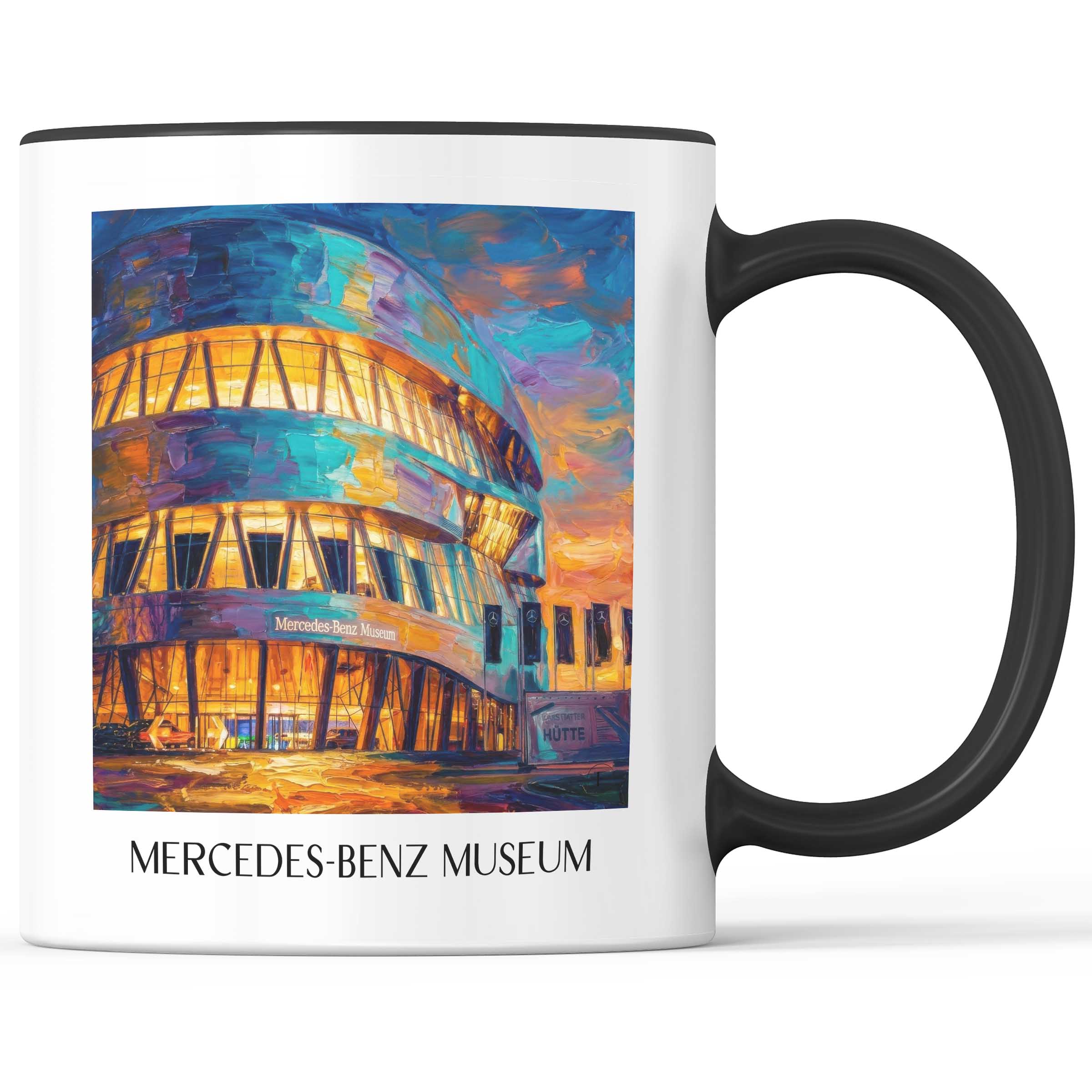 Mercedes-Benz Museum Kaffeebecher - Stuttgart - Deutschland Becher - Kaffeetasse im Ölgemälde Stil