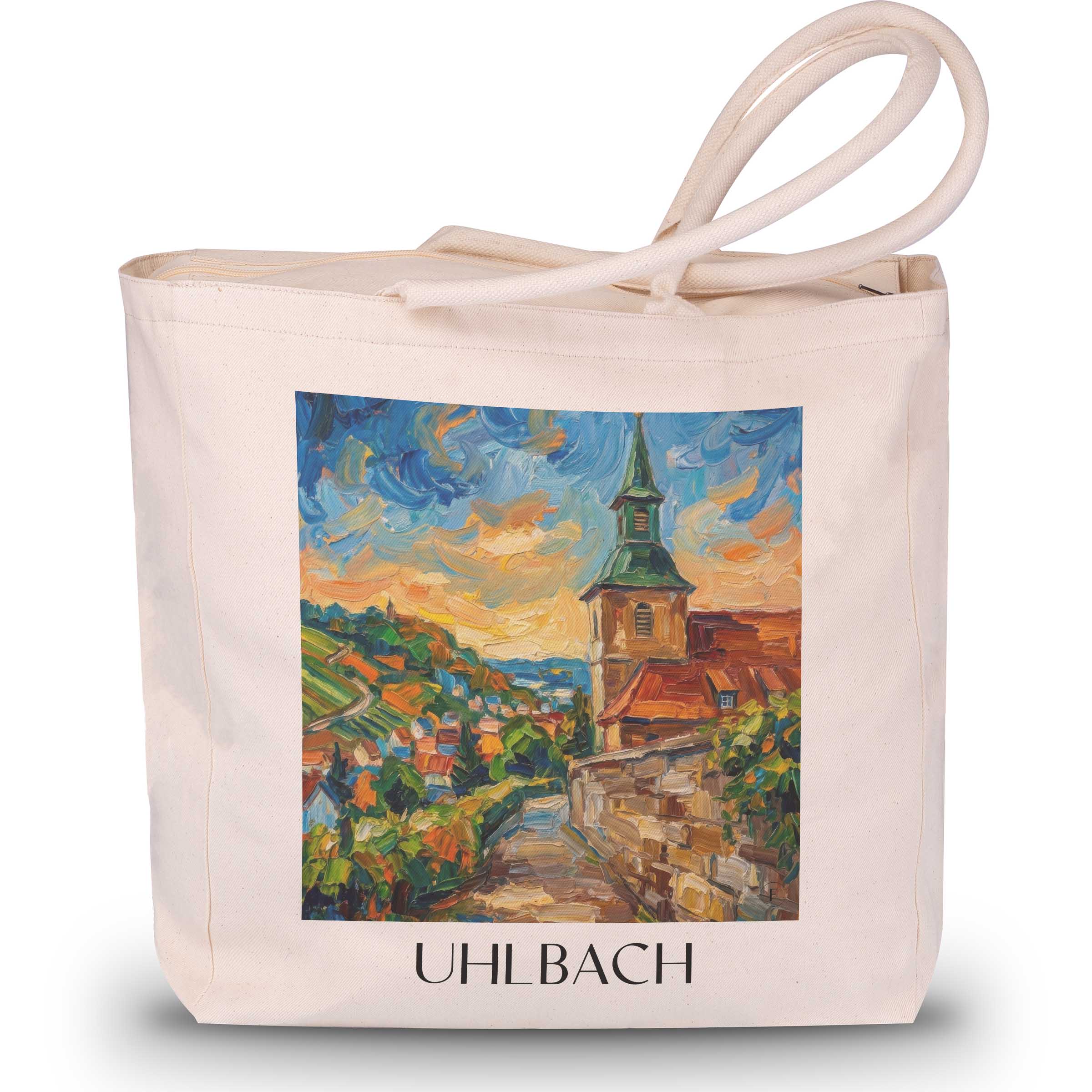 Uhlbach Shopping Tasche - Stuttgart - Deutschland Tote Bag - Einkaufstasche im Ölgemälde Stil