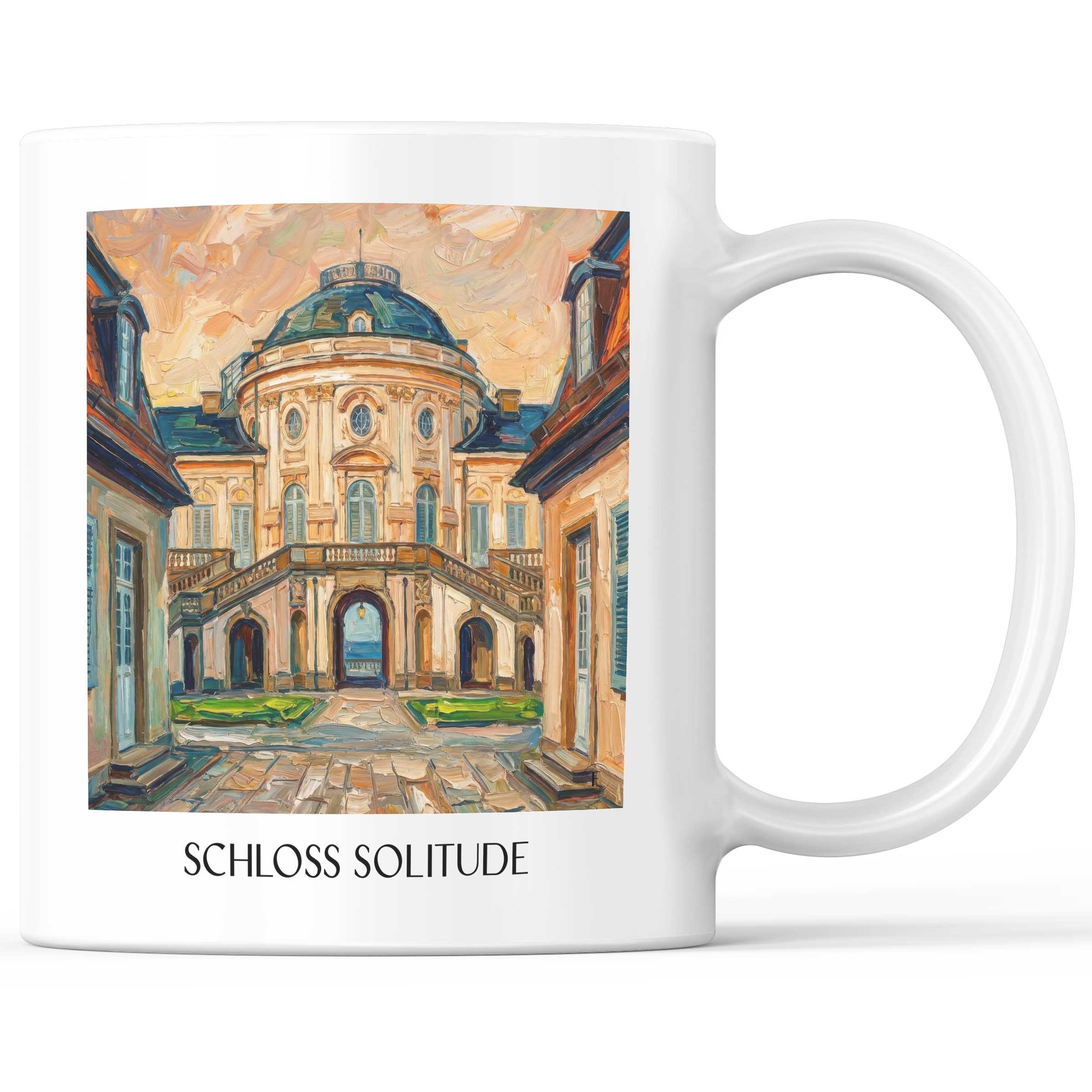 Schloss Solitude Kaffeebecher - Stuttgart - Deutschland Becher - Kaffeetasse im Ölgemälde Stil