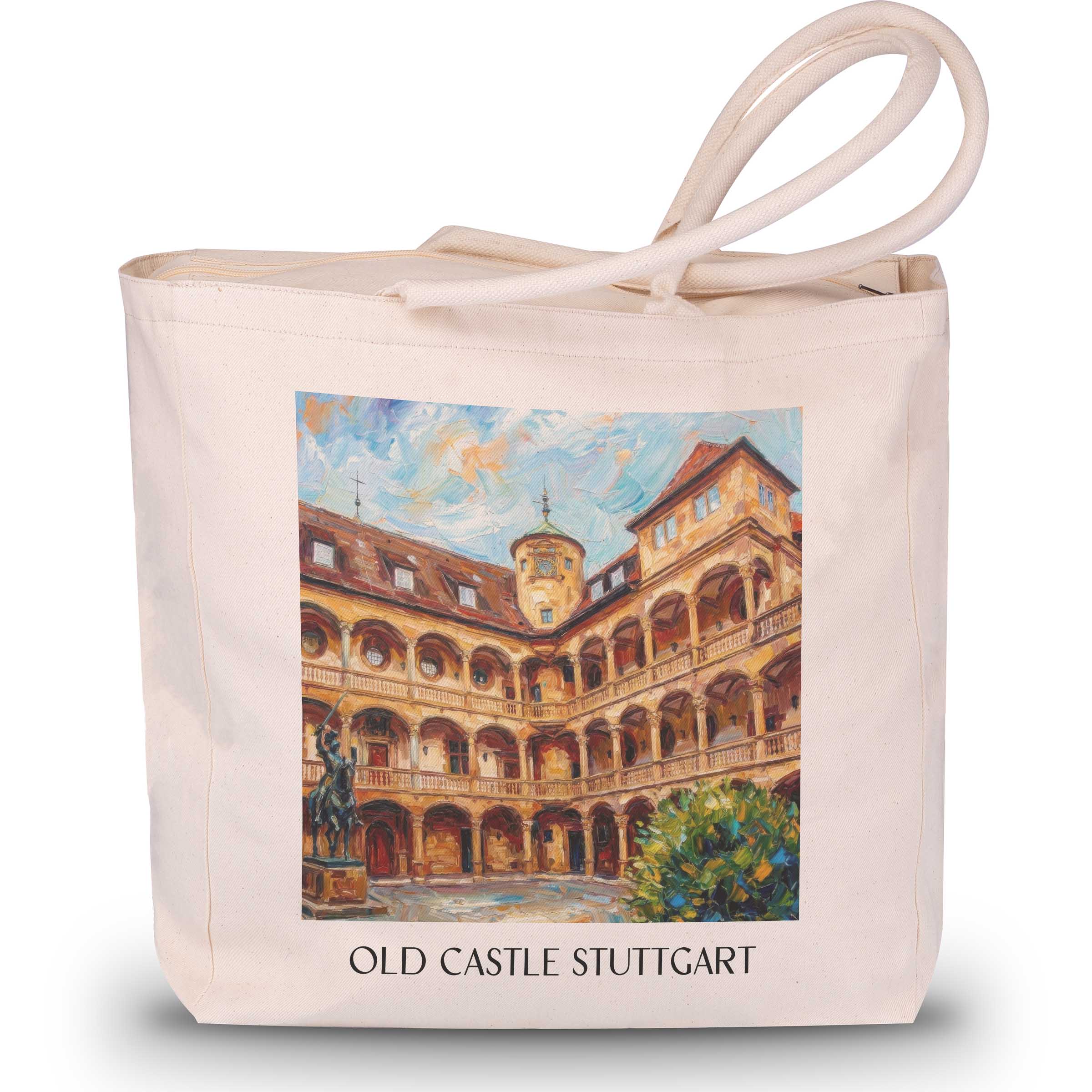 Altes Schloss Shopping Tasche - Stuttgart - Deutschland Tote Bag - Einkaufstasche im Ölgemälde Stil