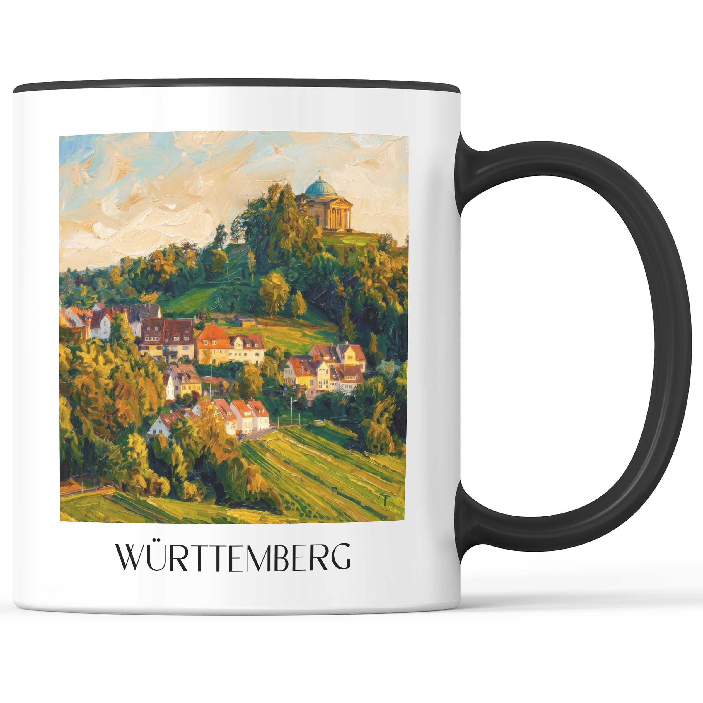 Württemberg Kaffeebecher - Stuttgart - Deutschland Becher - Kaffeetasse im Ölgemälde Stil