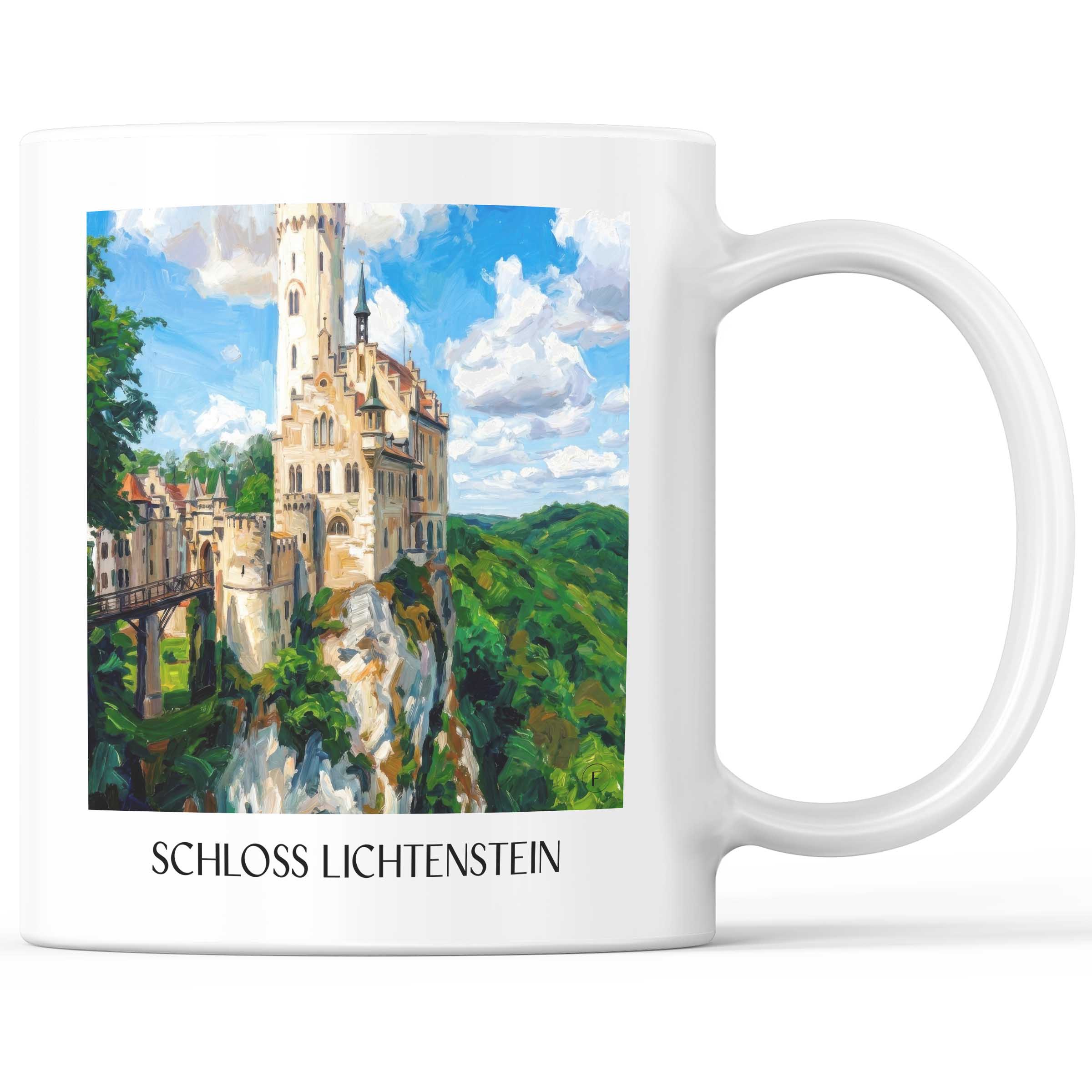 Schloss Lichtenstein Kaffeebecher - Reutlingen - Deutschland Becher - Kaffeetasse im Ölgemälde Stil