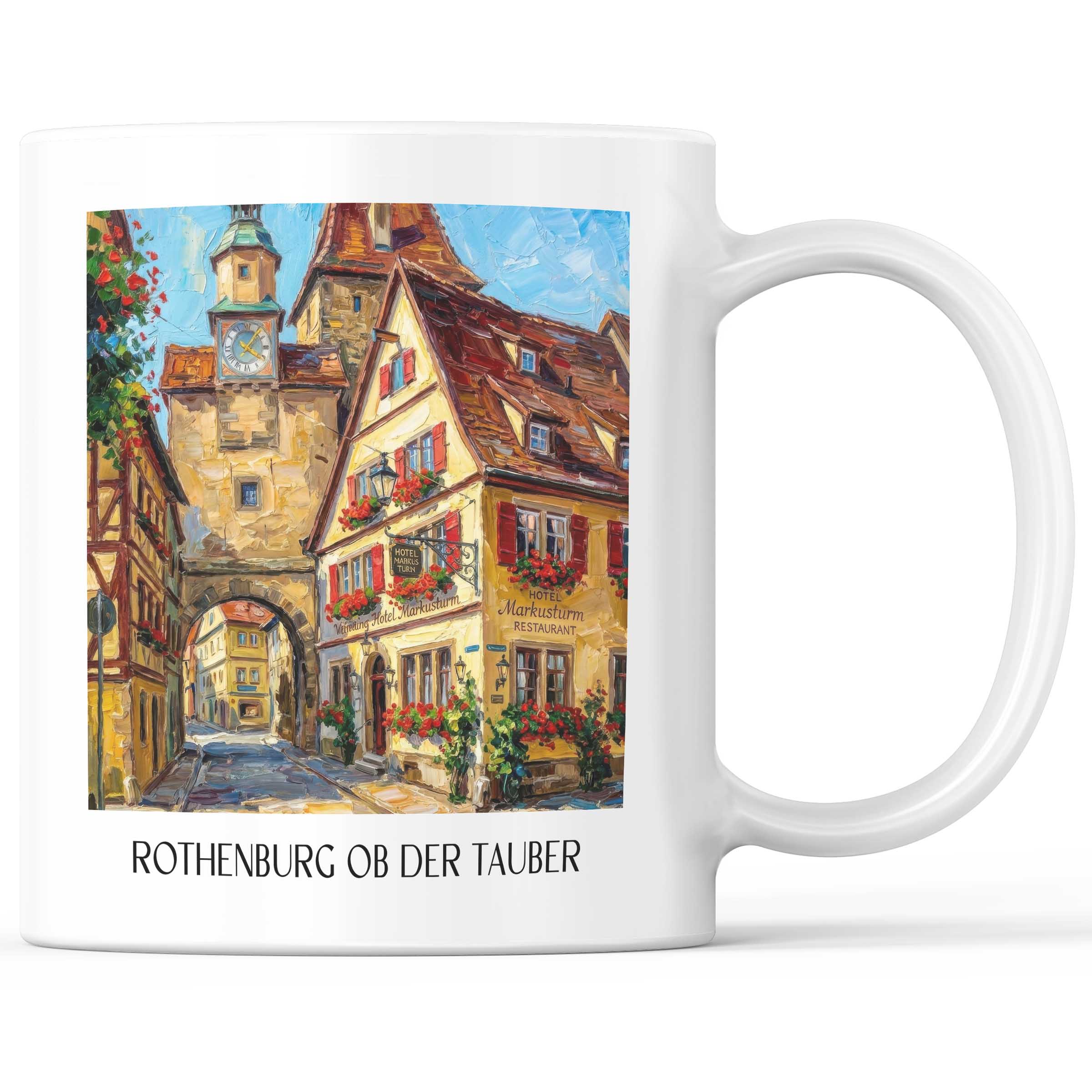 Rothenburg ob der Tauber - Deutschland Becher - Kaffeetasse im Ölgemälde Stil