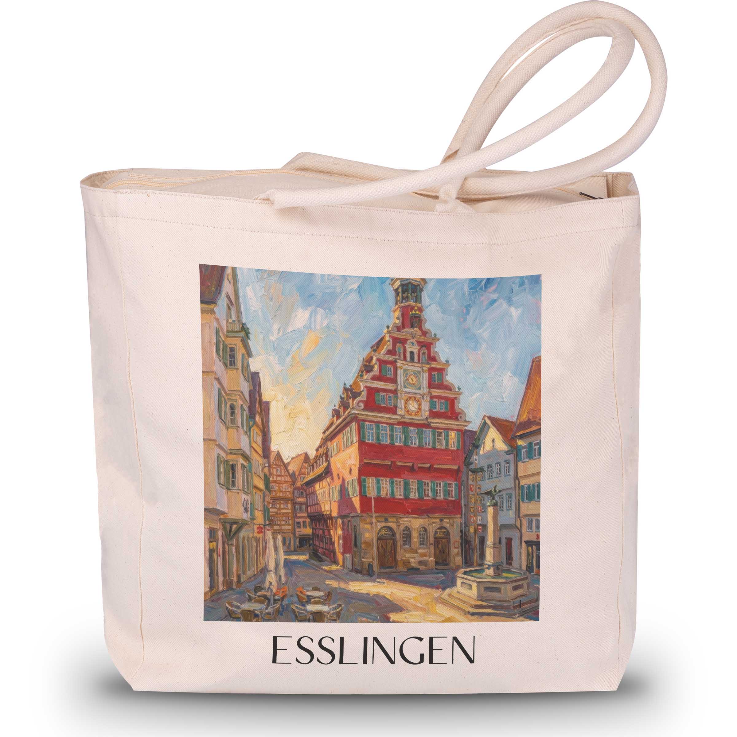 esslingen-deutschland-einkaufstasche-oil-painting-oelgemaelde