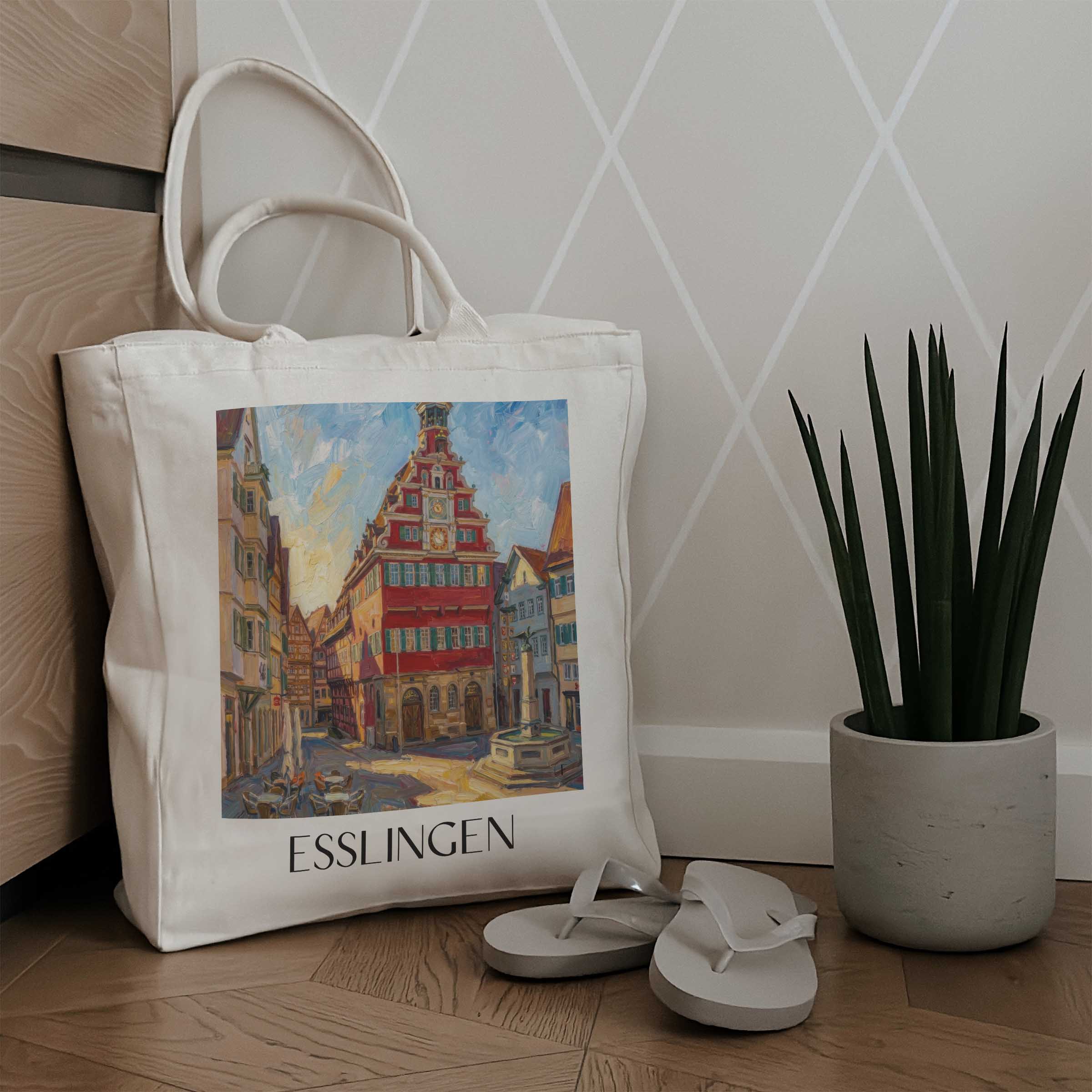 esslingen-deutschland-einkaufstasche-oil-painting-oelgemaelde