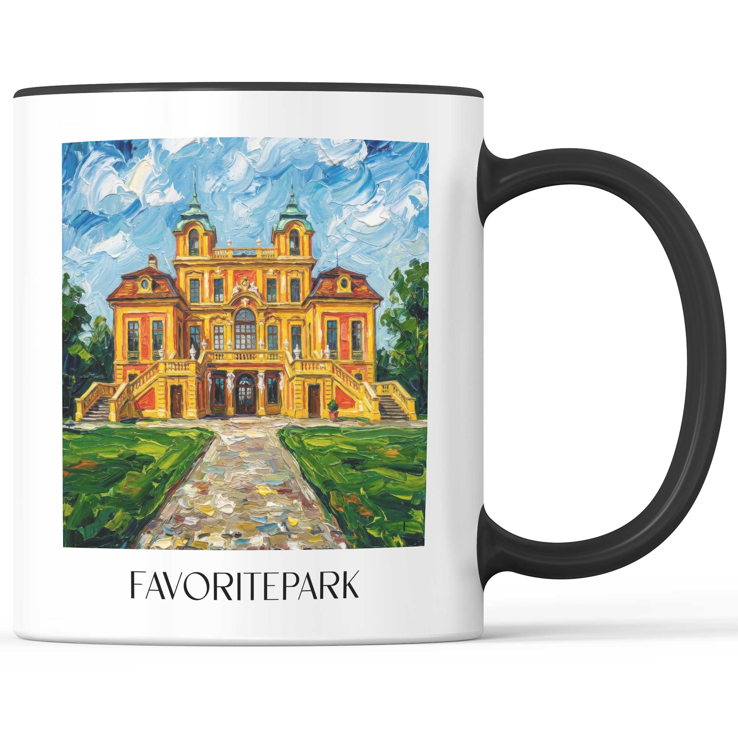 Favoritepark Kaffeebecher - Ludwigsburg - Deutschland Becher - Kaffeetasse im Ölgemälde Stil