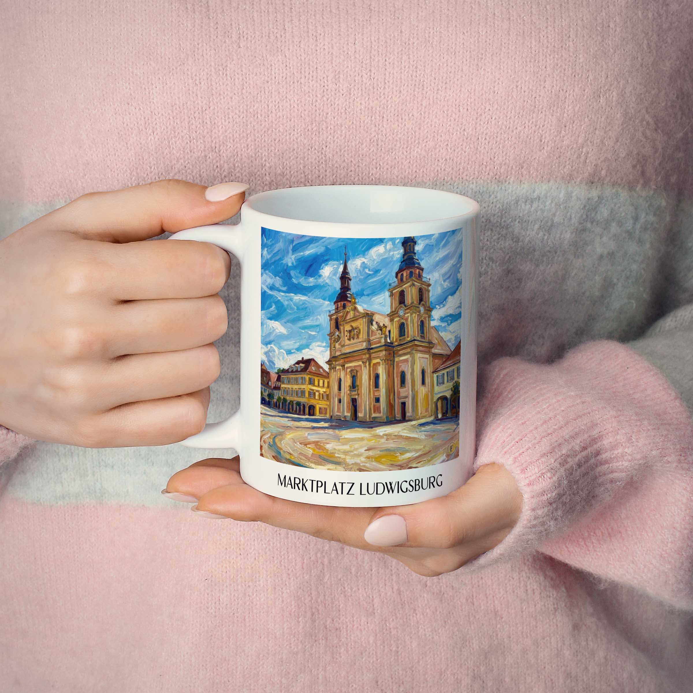 marktplatz-ludwigsburg-deutschland-kaffeebecher-oil-painting-oelgemaelde