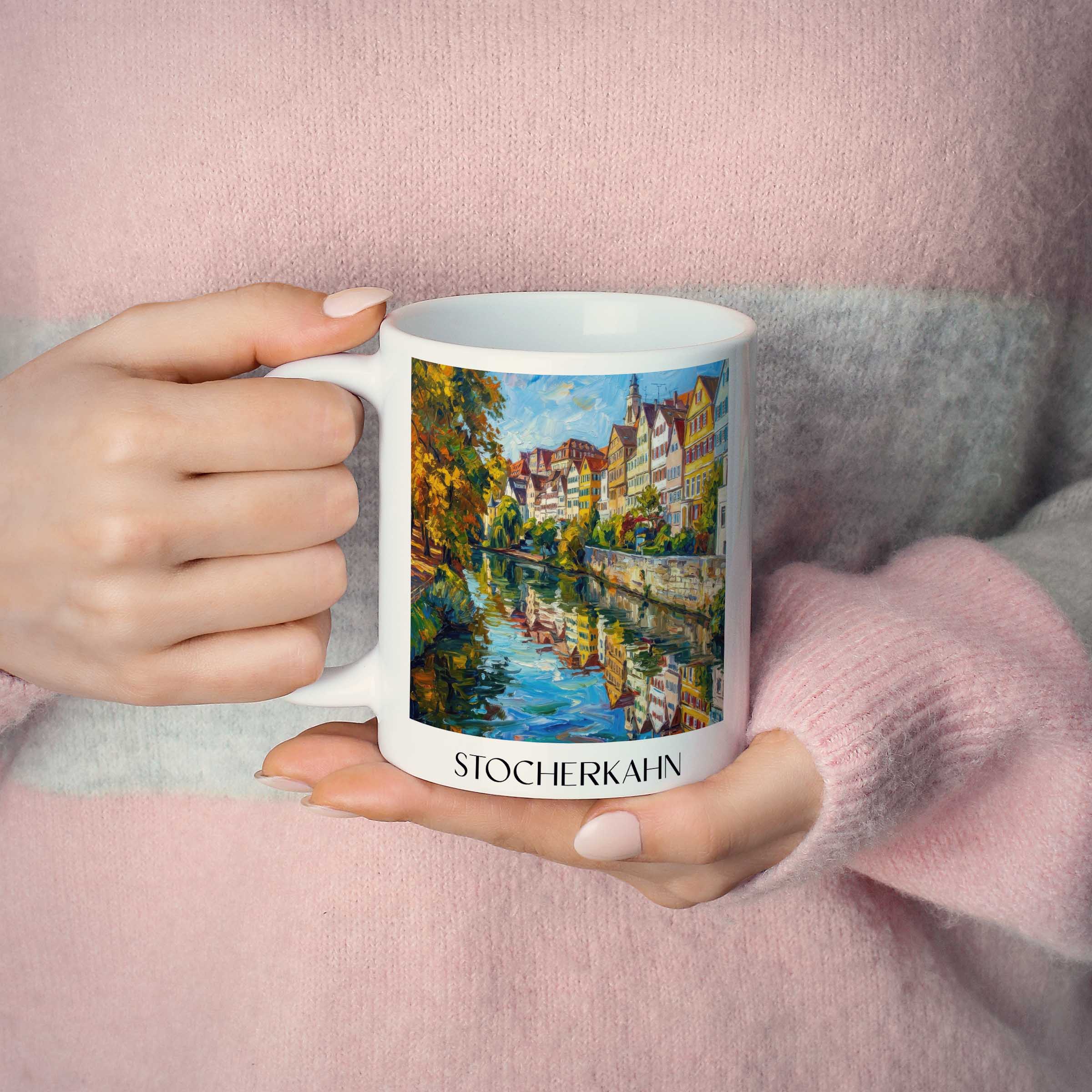 stocherkahn-tübingen-deutschland-kaffeebecher-oil-painting-oelgemaelde