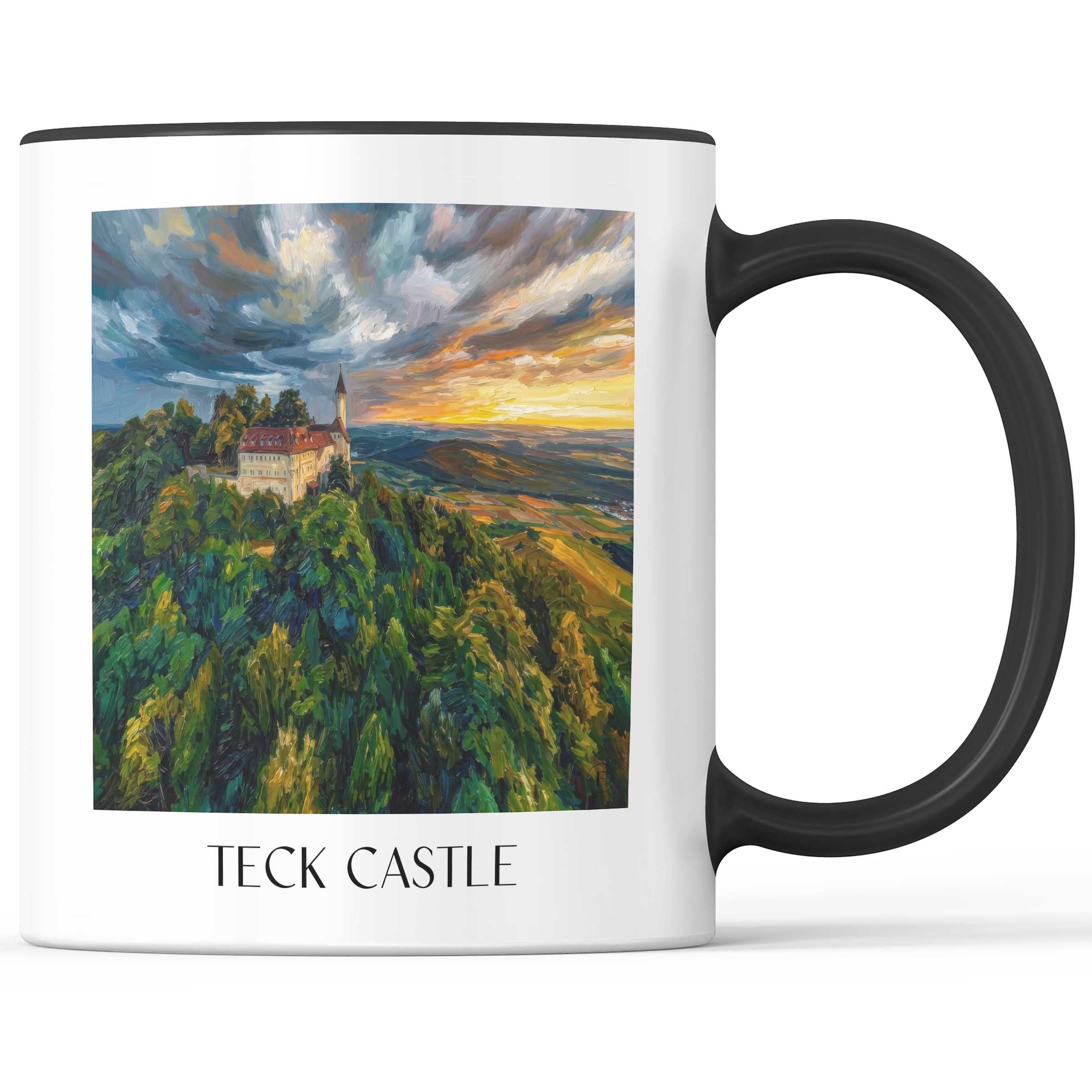 Burg Teck Kaffeebecher - Schwäbische Alb - Deutschland Becher - Kaffeetasse im Ölgemälde Stil