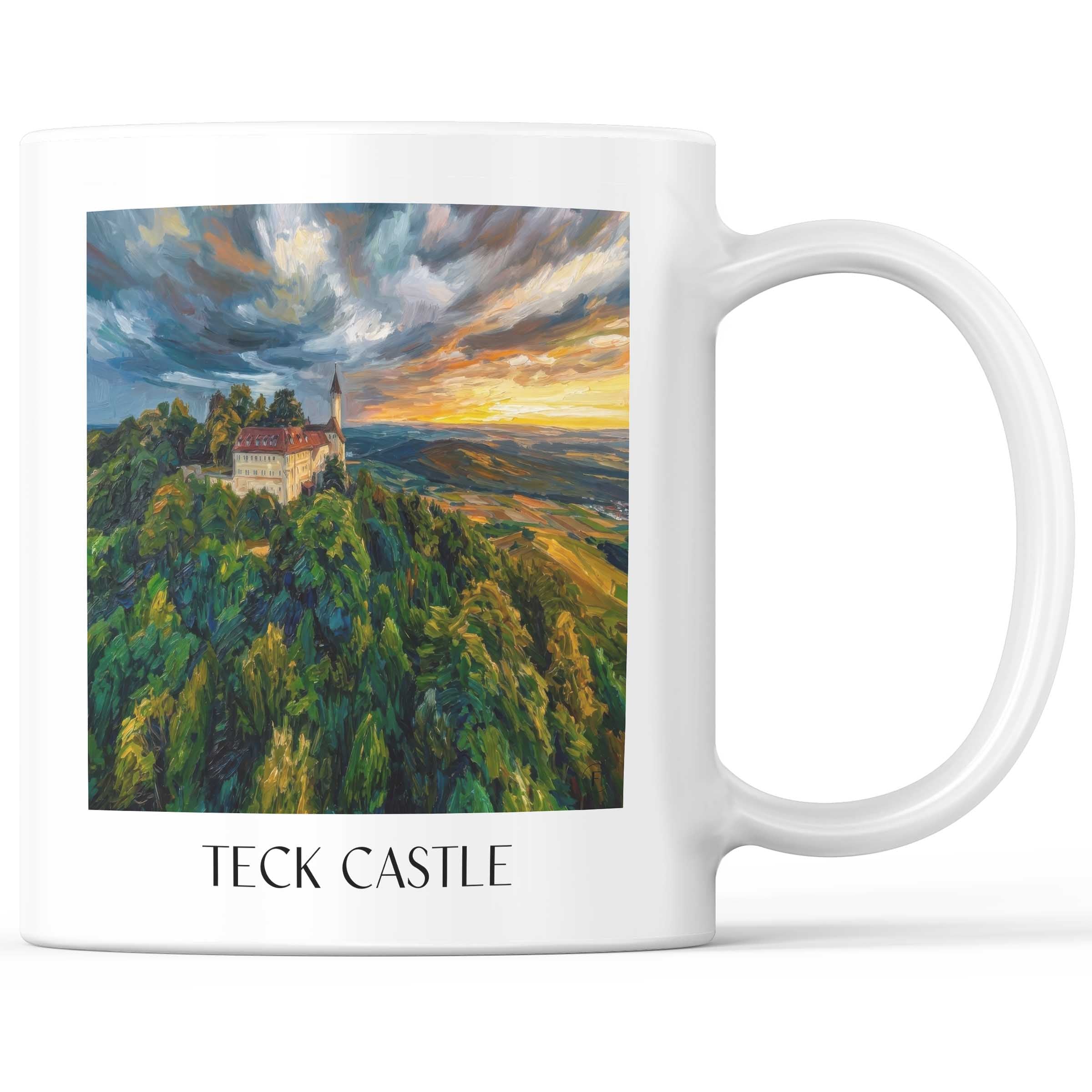Burg Teck Kaffeebecher - Schwäbische Alb - Deutschland Becher - Kaffeetasse im Ölgemälde Stil
