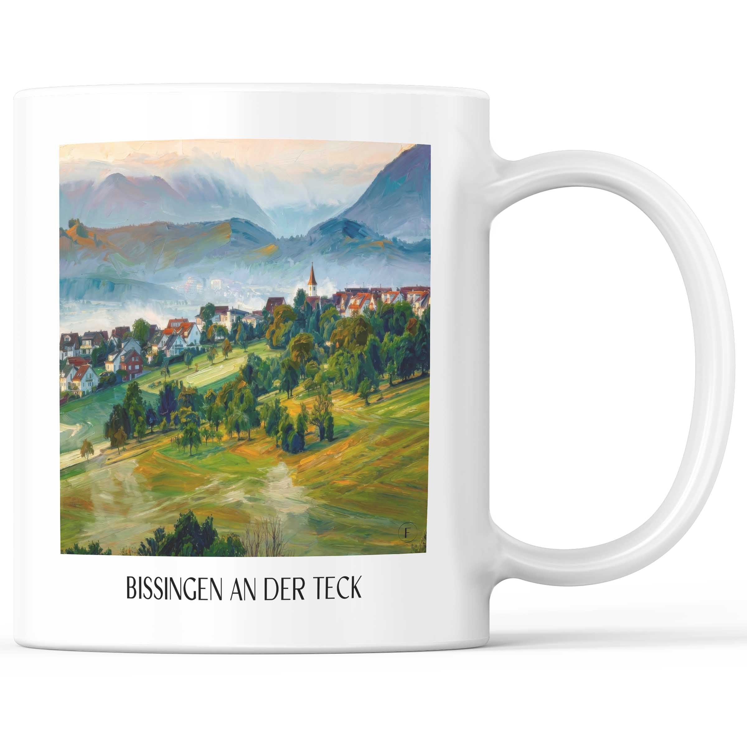 Bissingen an der Teck - Deutschland Becher - Kaffeetasse im Ölgemälde Stil