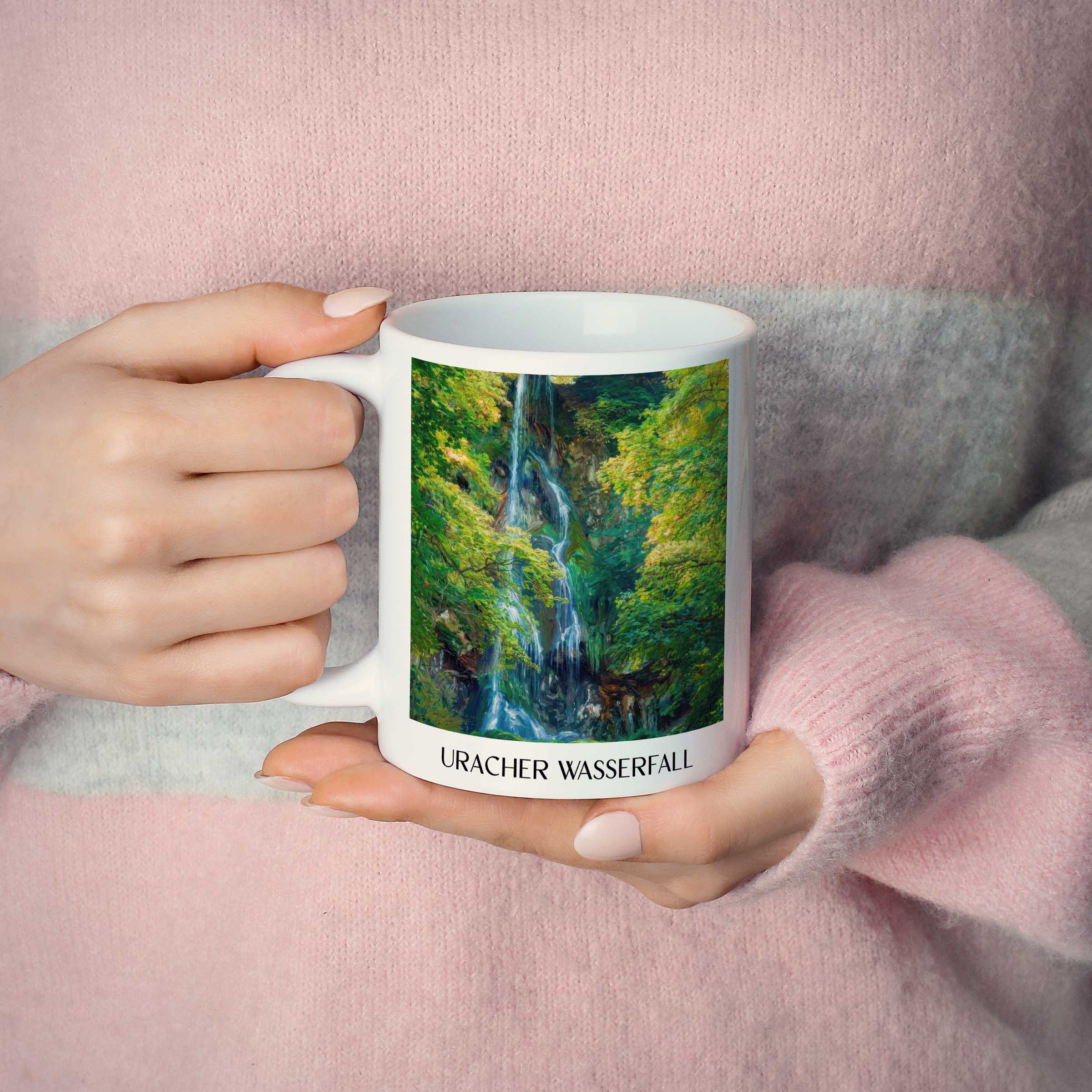 uracher-wasserfall-schwäbische-alb-deutschland-kaffeebecher-oil-painting-oelgemaelde