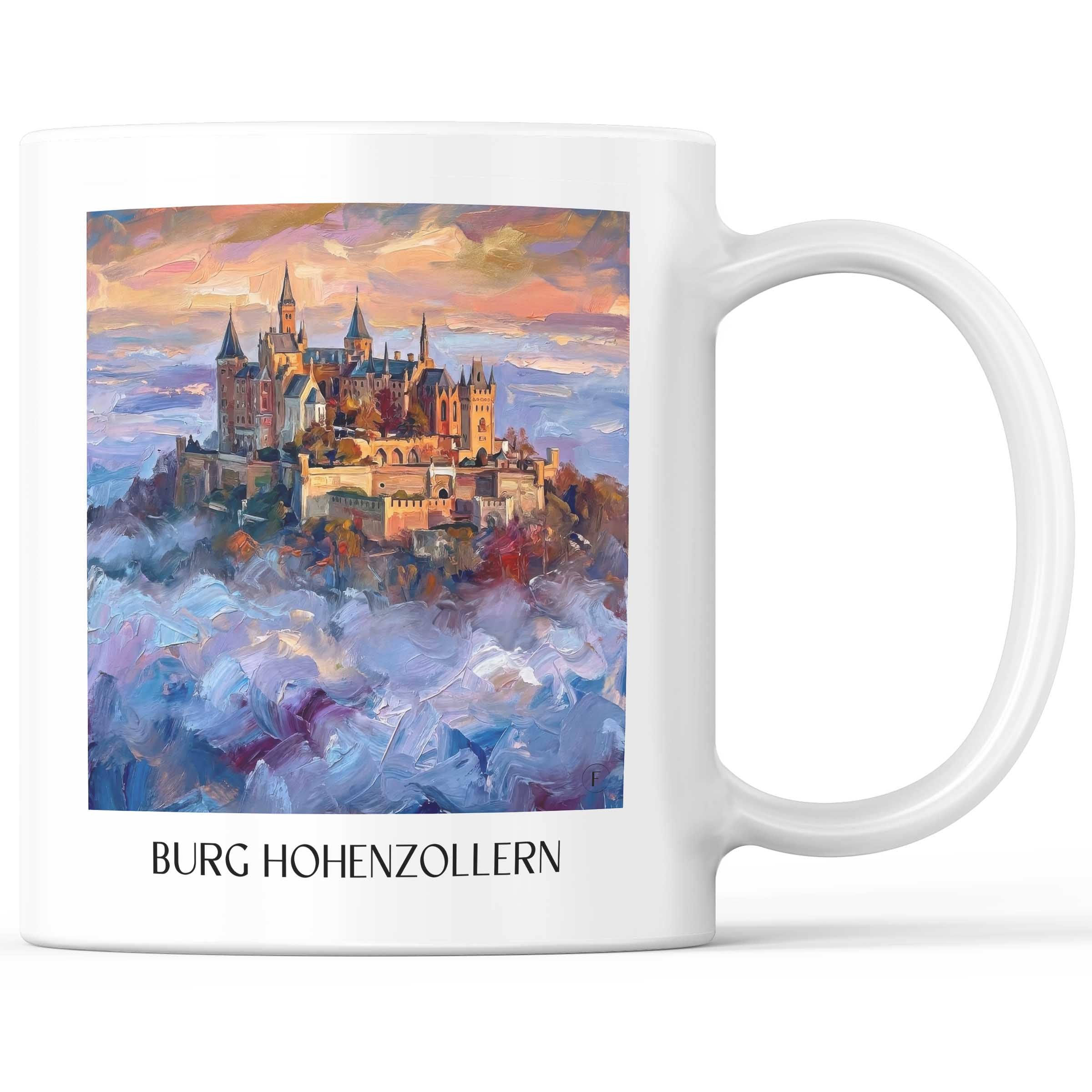 Burg Hohenzollern Kaffeebecher - Schwäbische Alb - Deutschland Becher - Kaffeetasse im Ölgemälde Stil