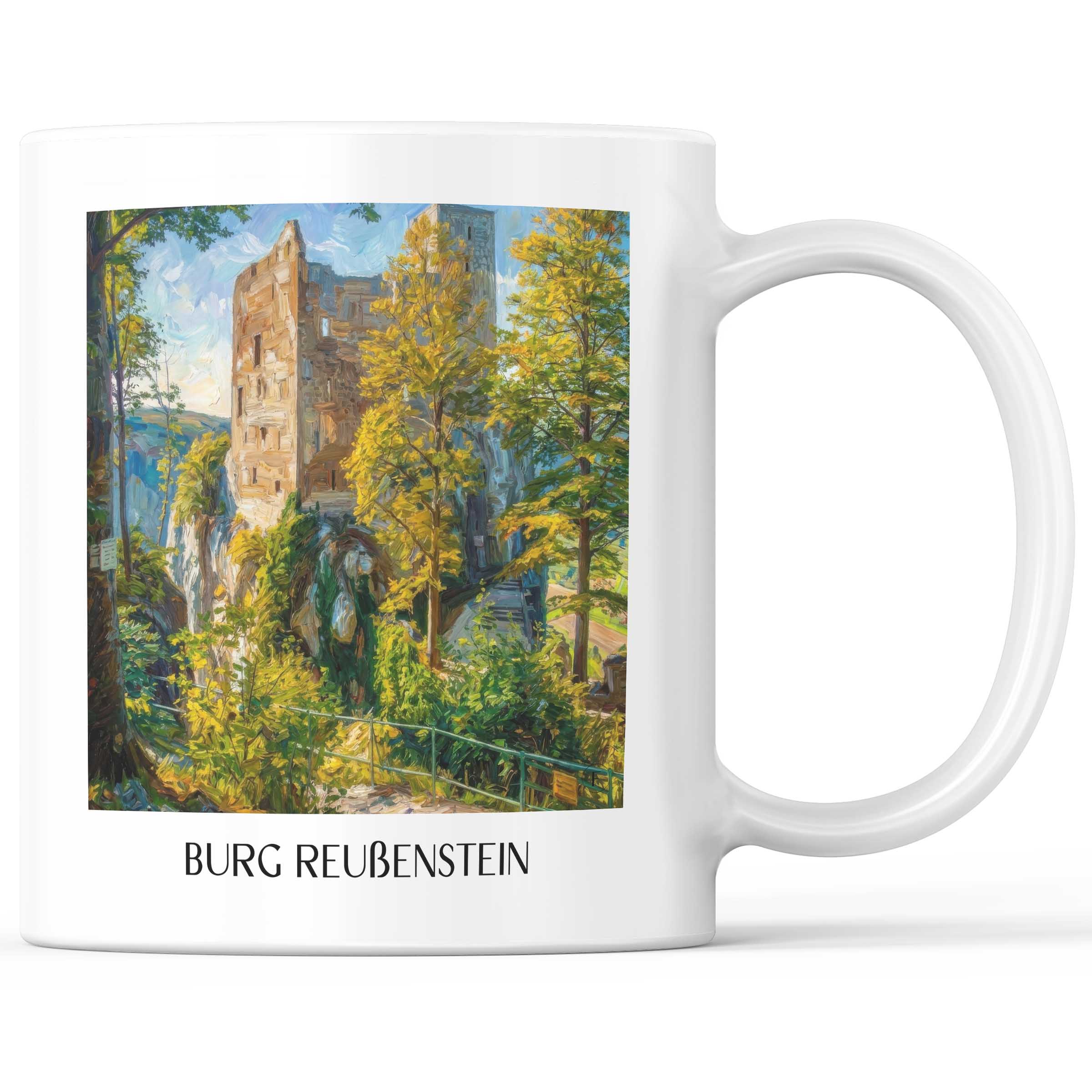 Burg Reußenstein Kaffeebecher - Schwäbische Alb - Deutschland Becher - Kaffeetasse im Ölgemälde Stil