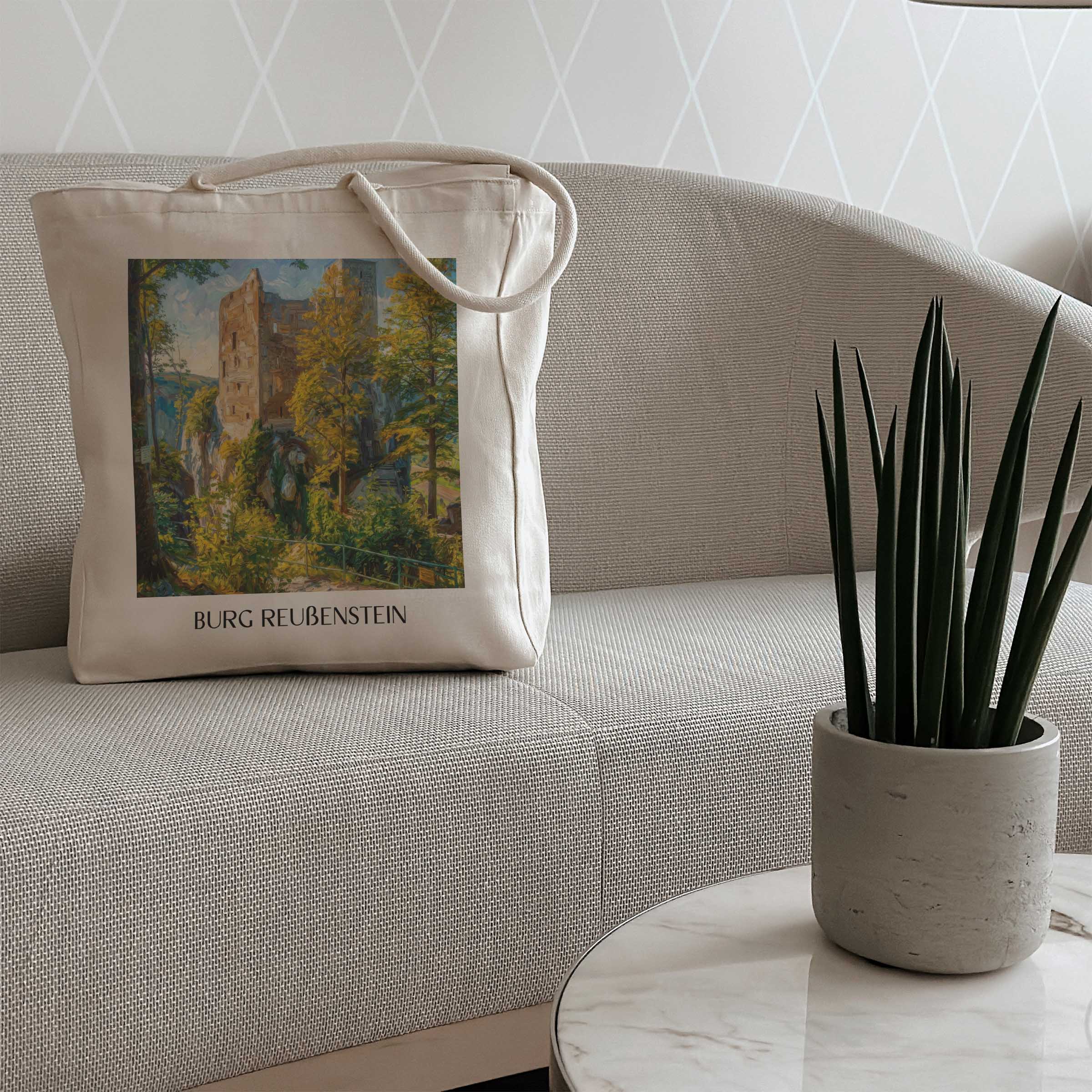 burg-reußenstein-schwäbische-alb-deutschland-einkaufstasche-oil-painting-oelgemaelde