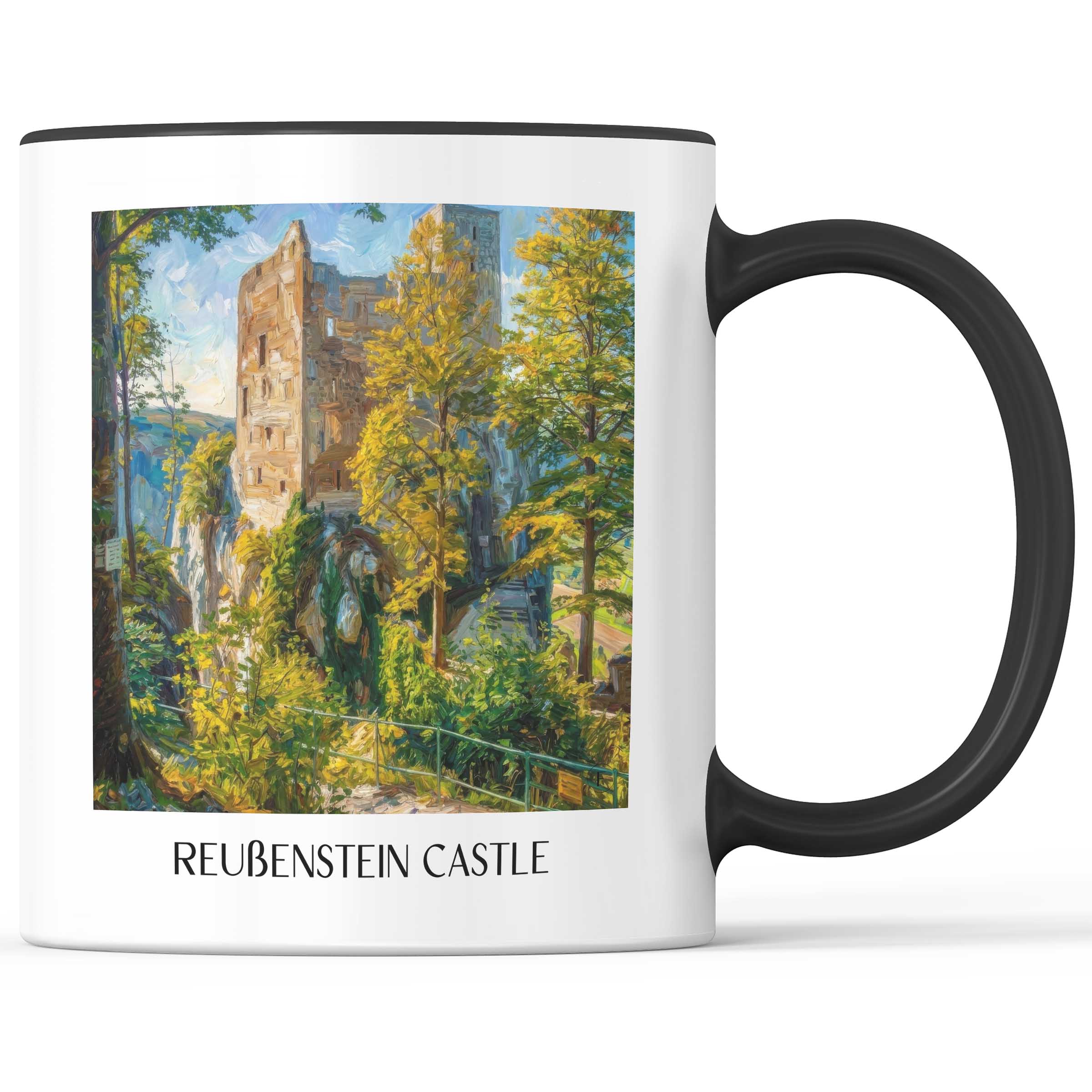 Burg Reußenstein Kaffeebecher - Schwäbische Alb - Deutschland Becher - Kaffeetasse im Ölgemälde Stil