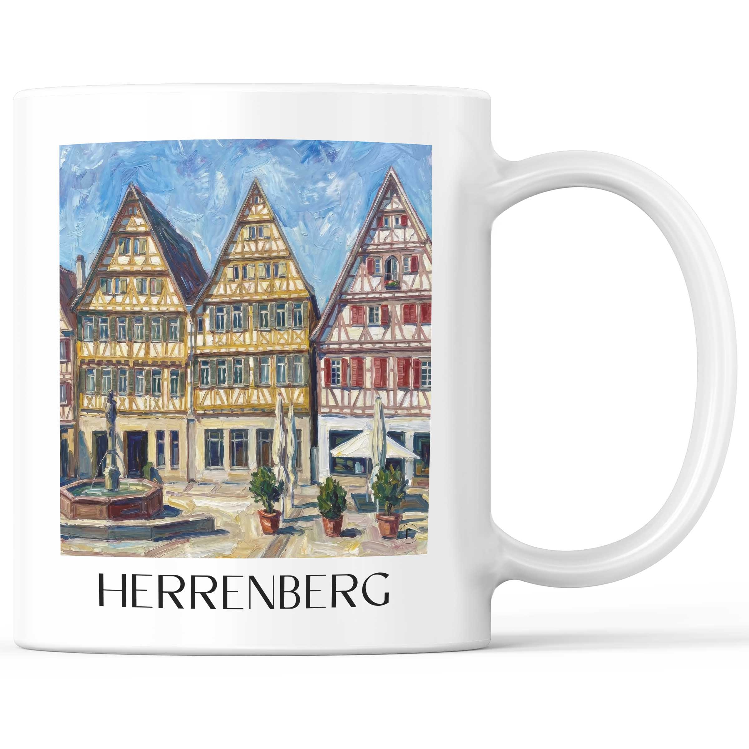 Herrenberg - Deutschland Becher - Kaffeetasse im Ölgemälde Stil
