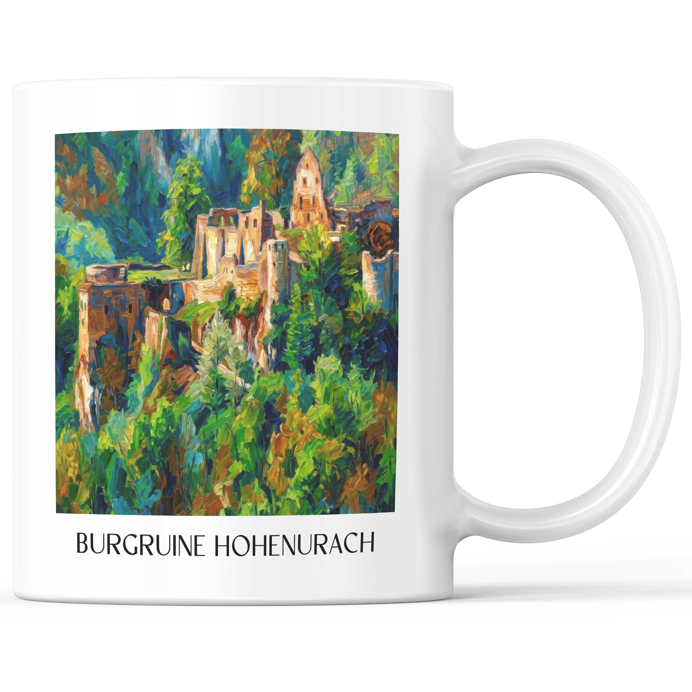Burgruine Hohenurach Kaffeebecher - Schwäbische Alb - Deutschland Becher - Kaffeetasse im Ölgemälde Stil