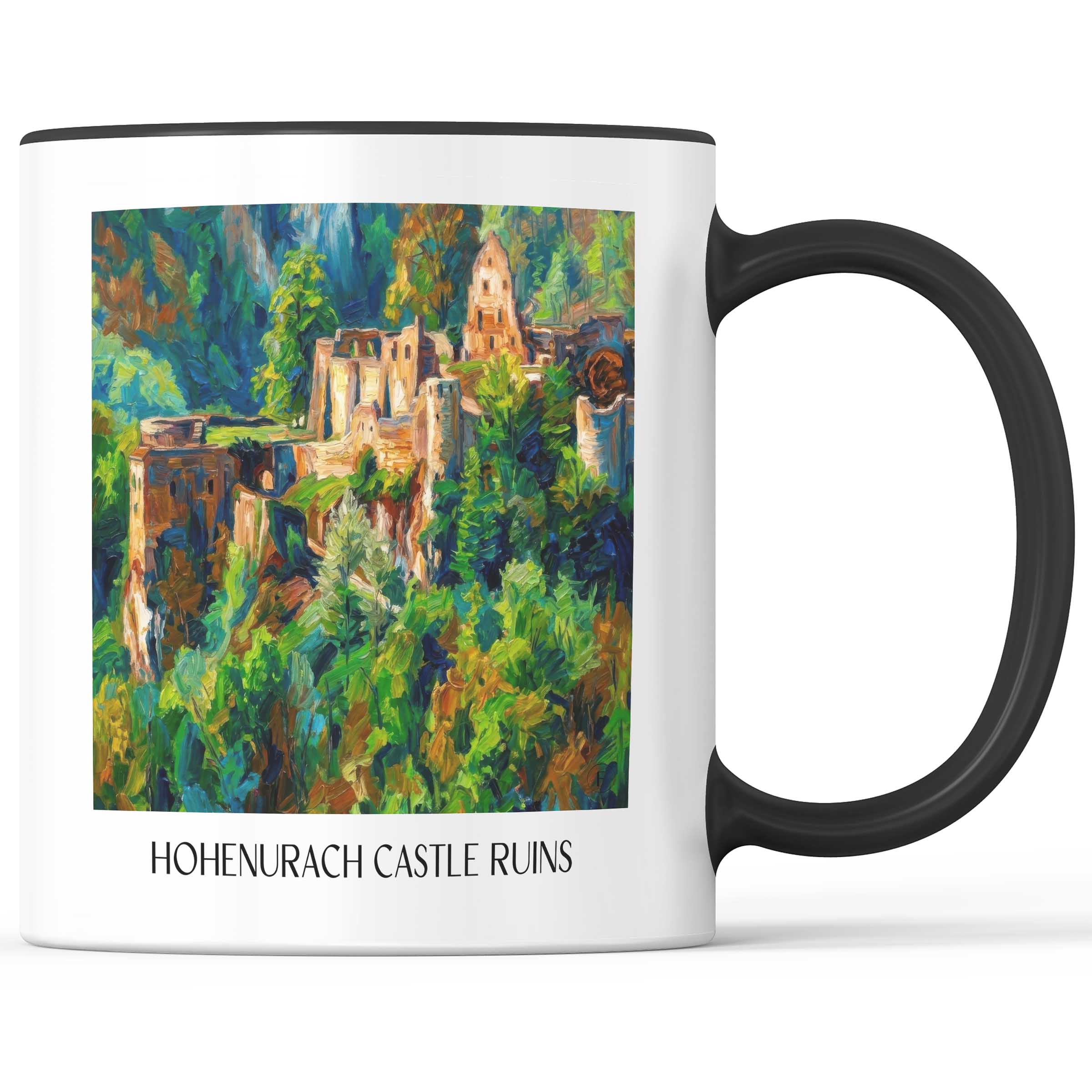 Burgruine Hohenurach Kaffeebecher - Schwäbische Alb - Deutschland Becher - Kaffeetasse im Ölgemälde Stil