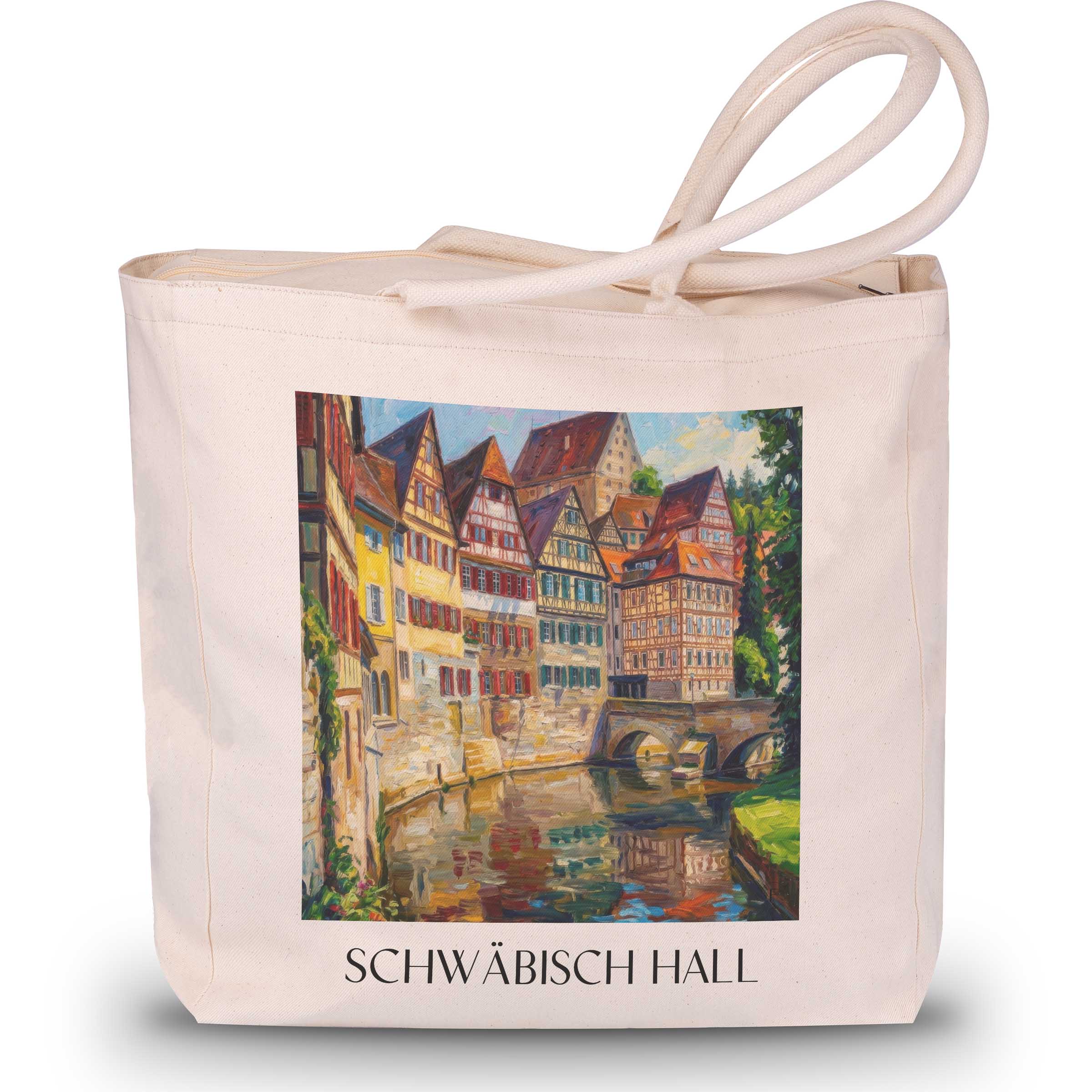 schwäbisch-hall-deutschland-einkaufstasche-oil-painting-oelgemaelde